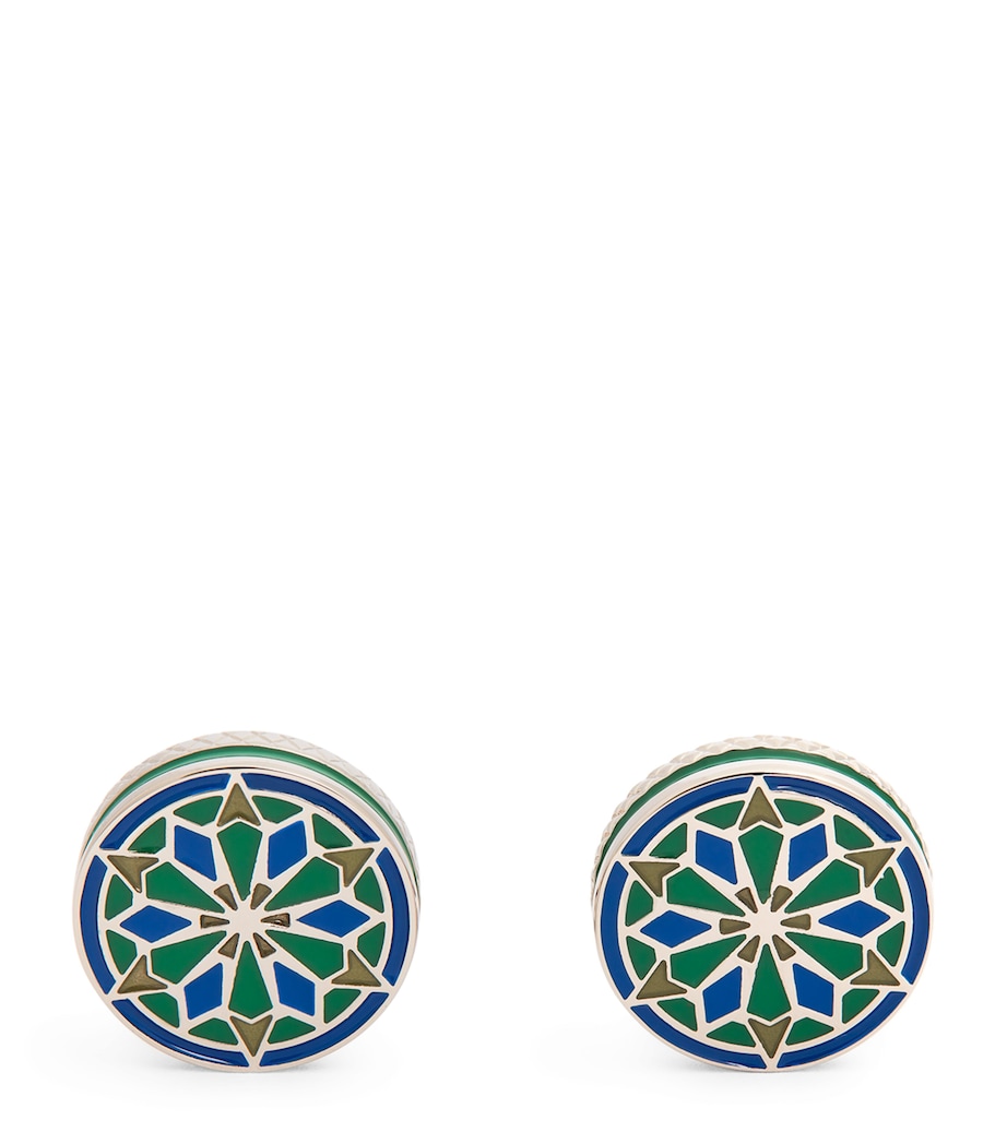 Palladium-Plated Lhasa Mandala Cufflinks SILVER/ MULTI Image 1