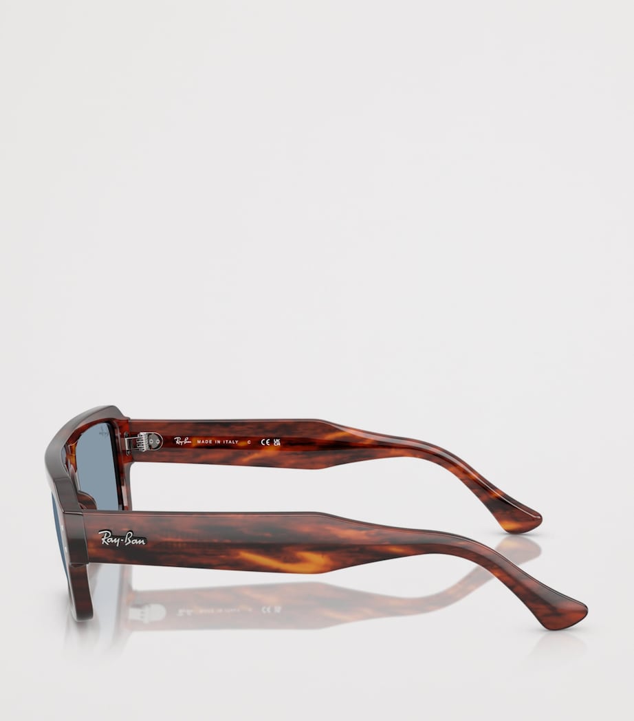 Ray-Ban Tortoiseshell Flacko Rectangular Sunglasses Image 3
