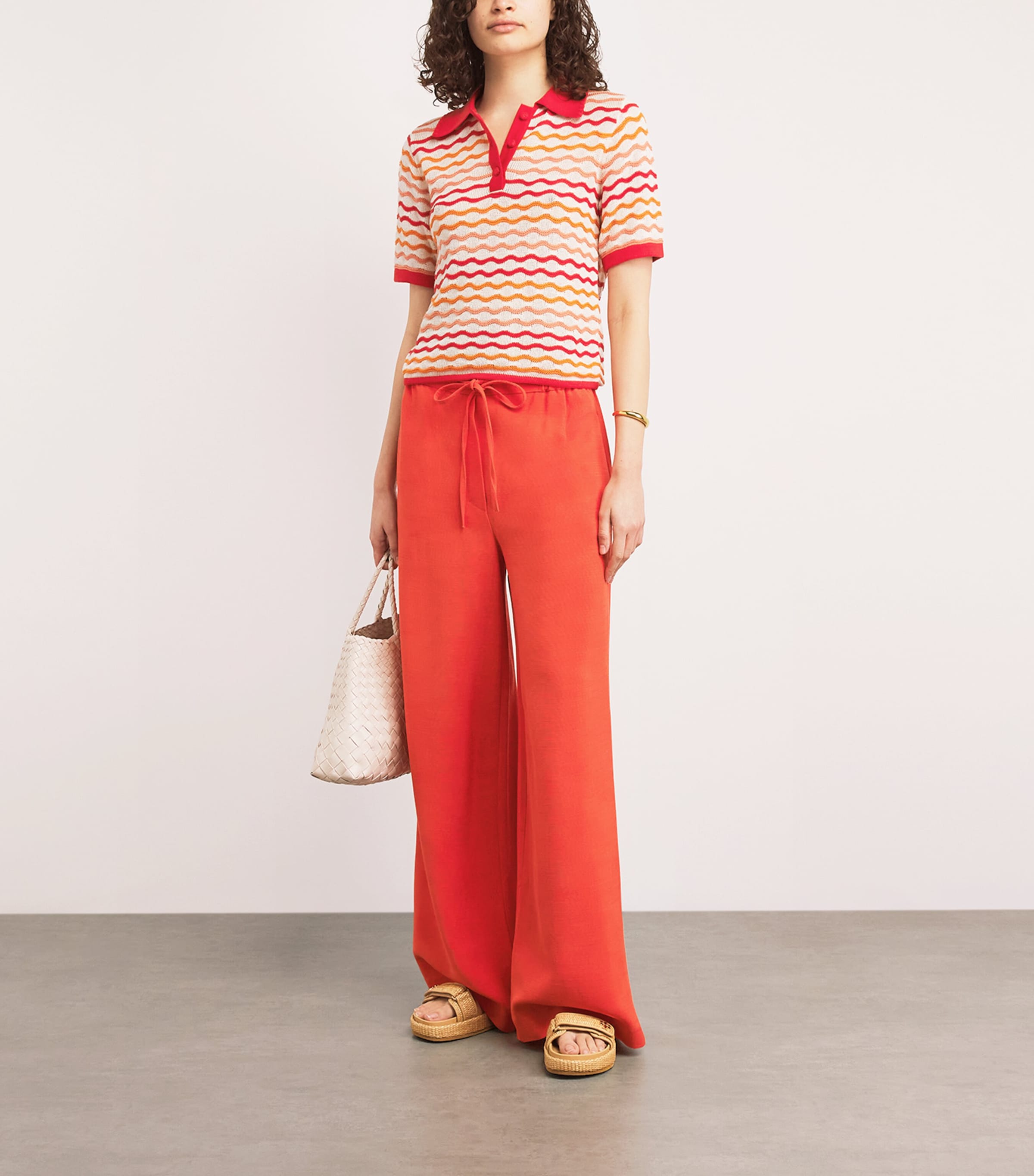 ESCVDO Womens Cotton Knitted Stripe Polo Shirt Image 2