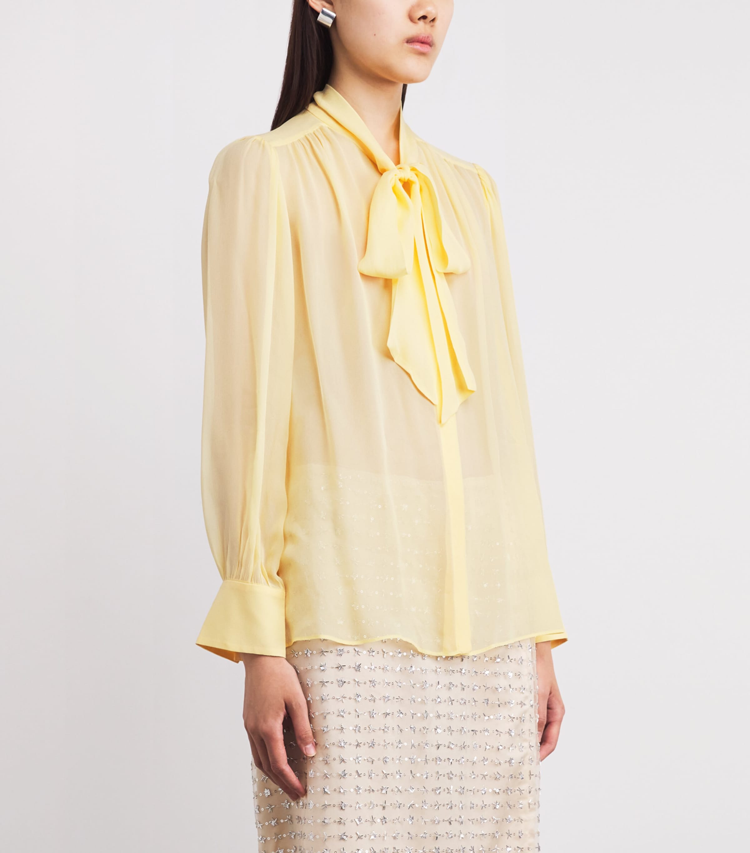 Tie-Neck Blouse F732 BUTTER Image 3
