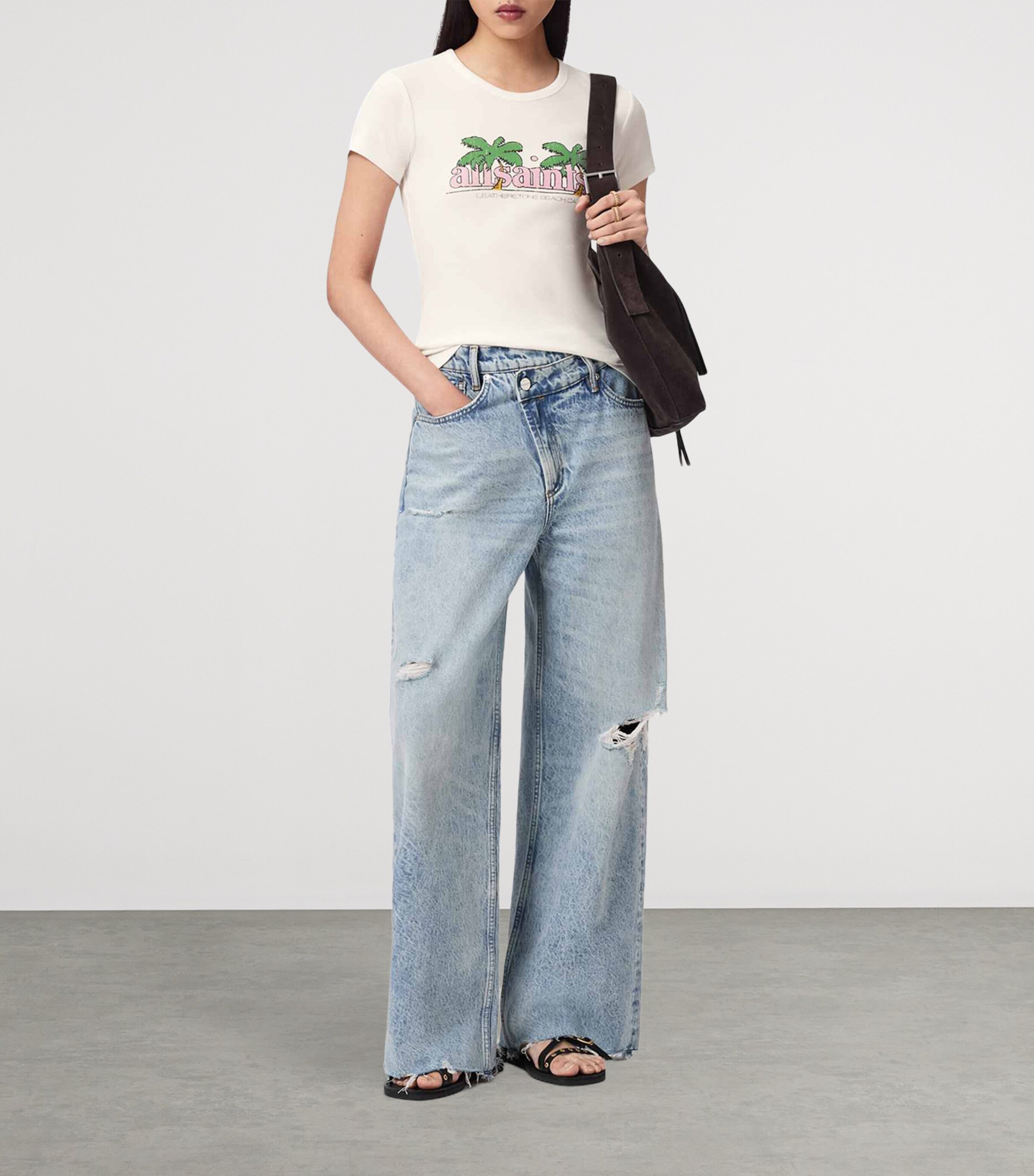 AllSaints Womens Organic Cotton Troppo Stevie T-Shirt Chalk White Image 7