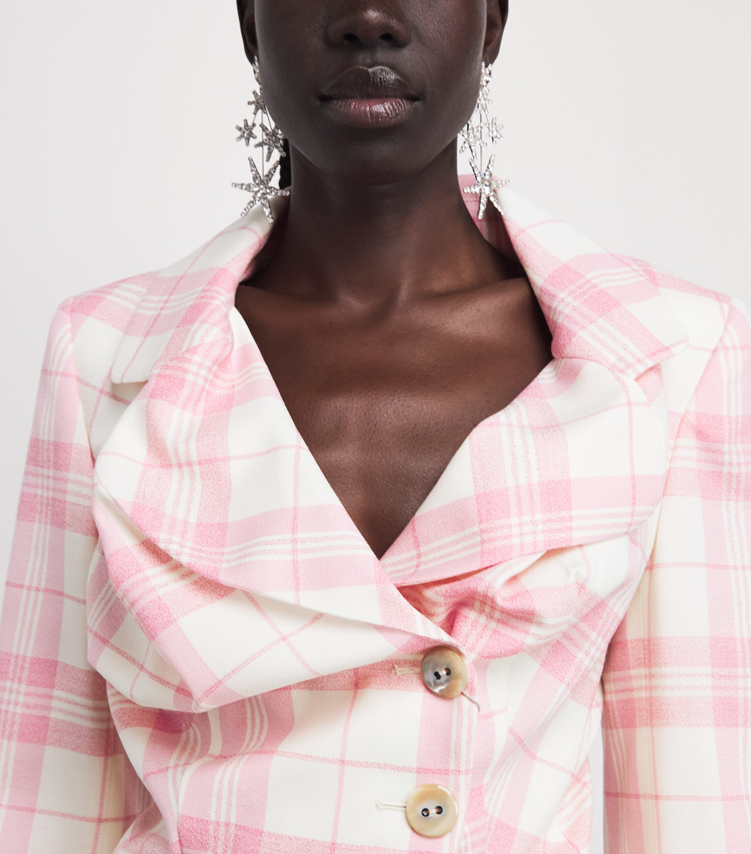 Vivienne Westwood Womens Check Asymmetric Drunken Jacket Ivory/pink Image 3