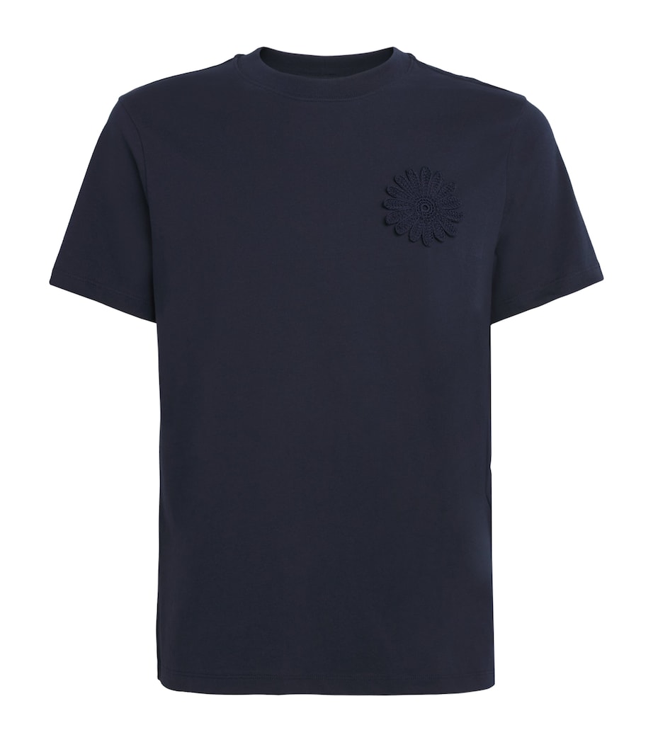 Sandro Paris Mens Cotton Crochet T-Shirt Navy Blue Image 1