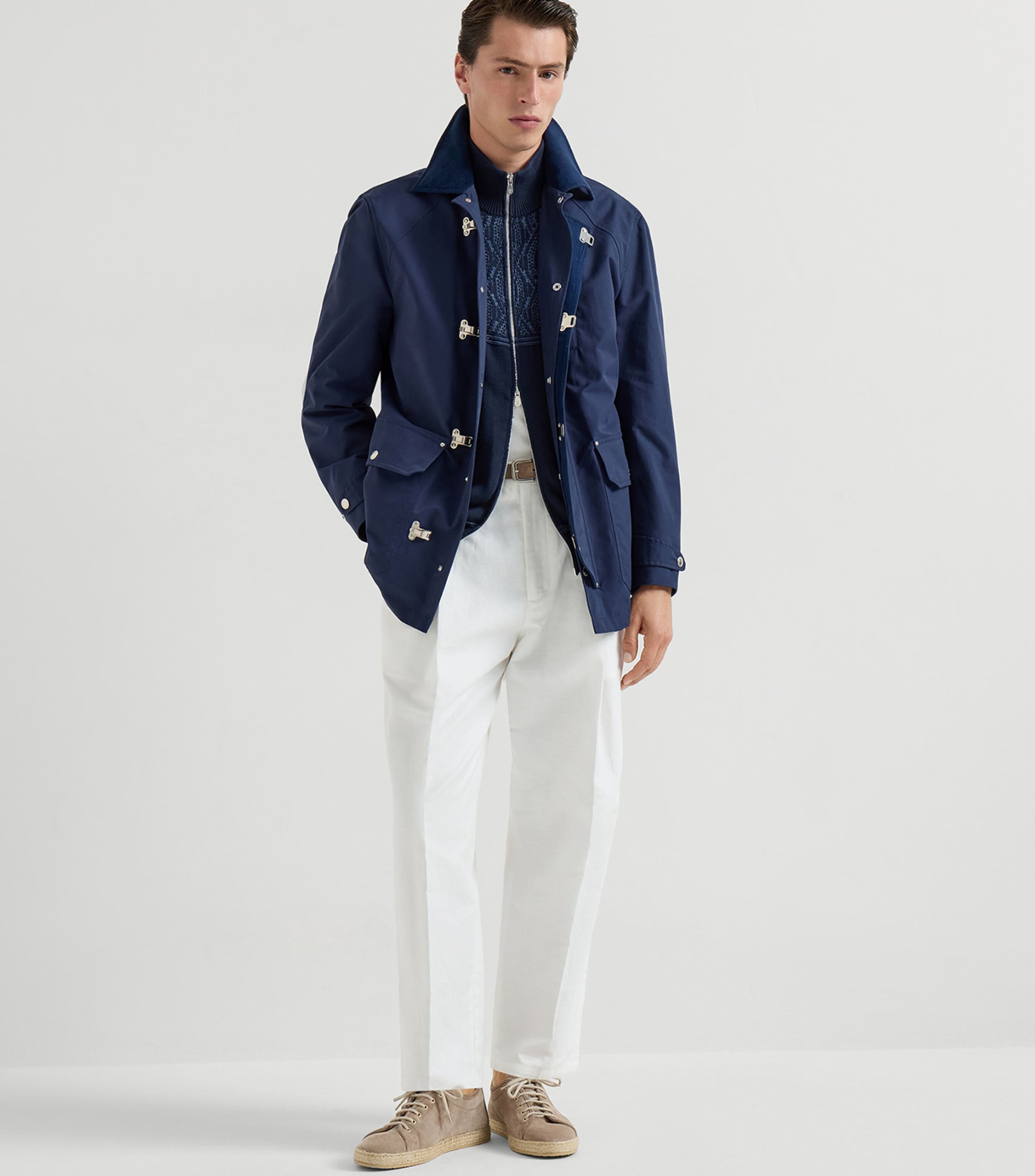 Brunello Cucinelli Mens Cotton Geometric Jacquard Cardigan Image 5