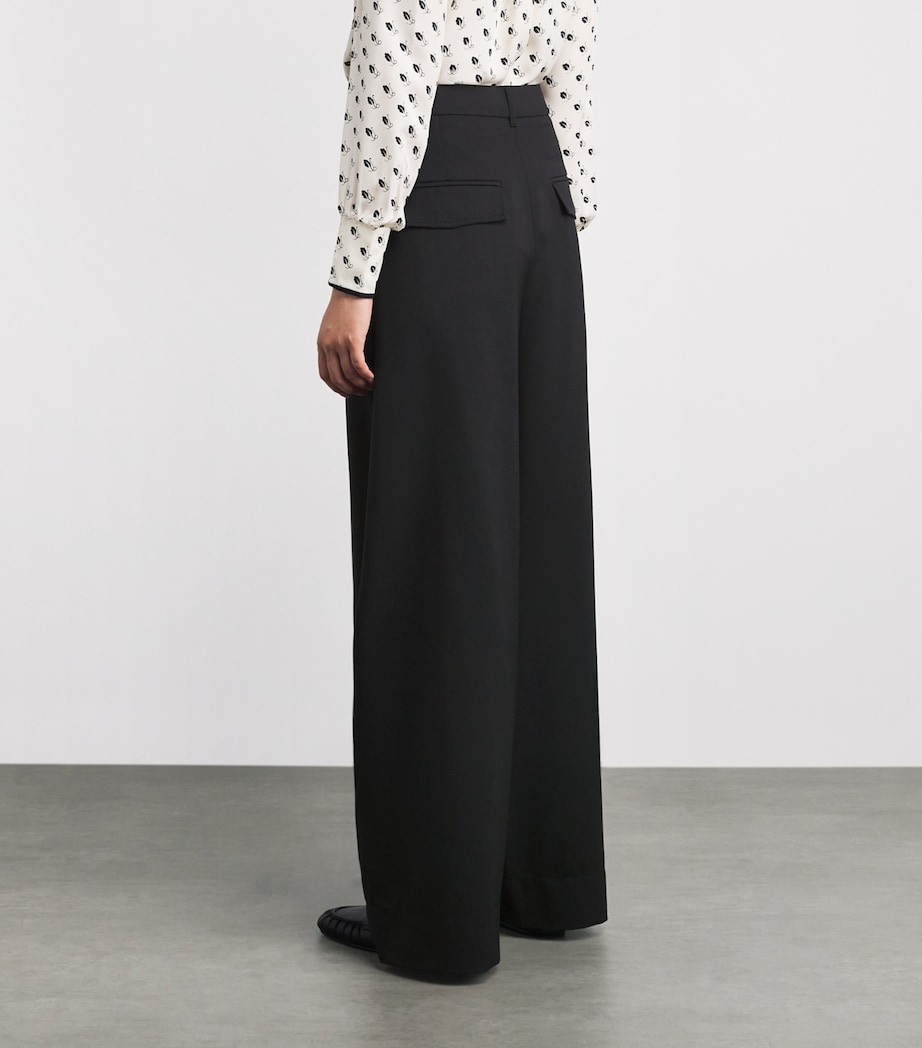 Wool Tapered Trousers BLACK Image 4