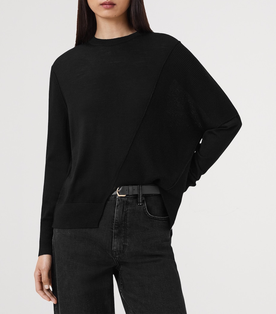 Wool Asymmetric Isla Sweater BLACK Image 7
