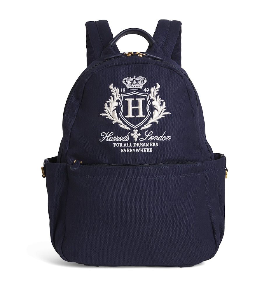 Cotton Embroidered Emblem Backpack NAVY Image 1