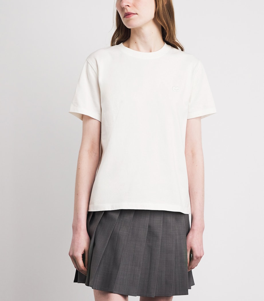 Maje Womens Cotton Embroidered Logo T-Shirt White Image 4