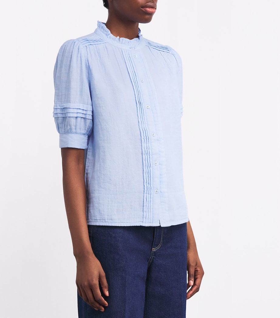 Cotton Frill-Trim Blouse CLOUD CHAMBRAY BLUE Image 3