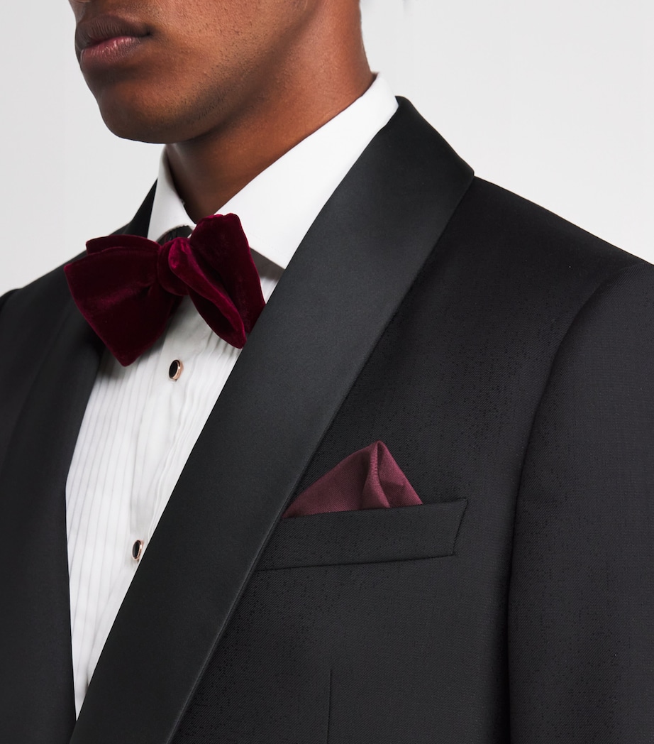 Silk Signature Stripe Pocket Square 28_BURGUNDY/ BORDE Image 2