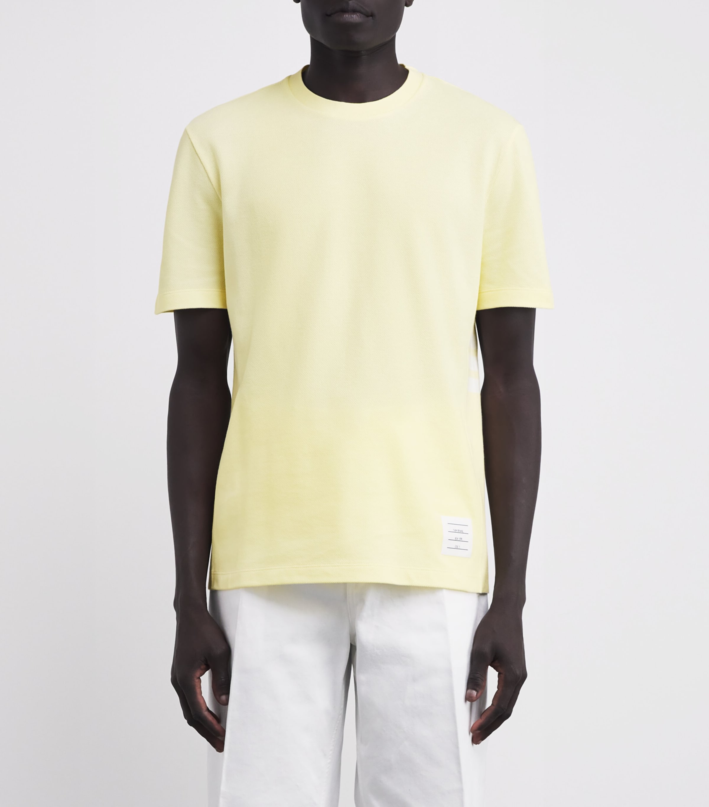 Thom Browne Mens Cotton 4-Bar T-Shirt Yellow Image 2