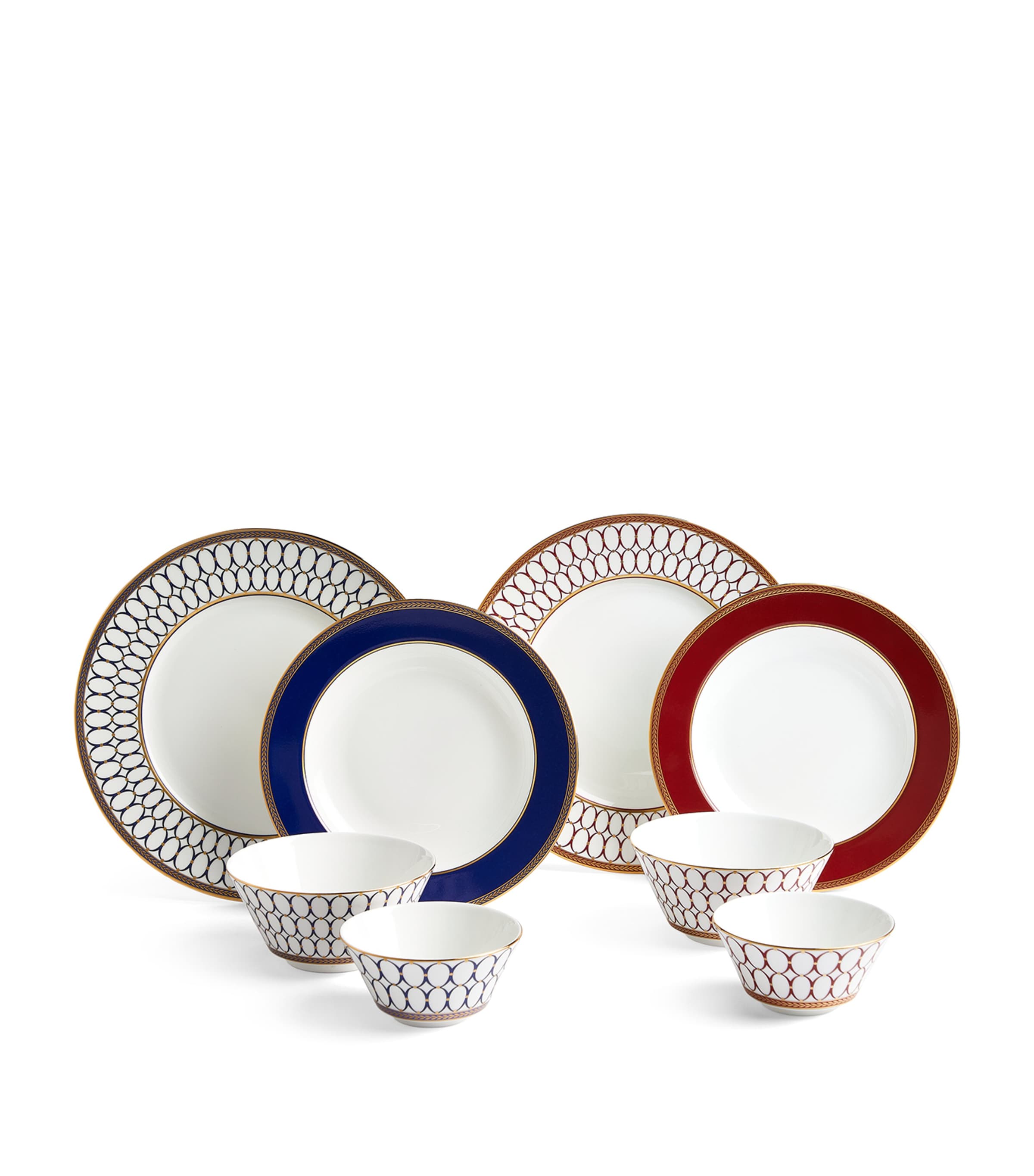 Wedgwood Renaissance Gold Gilded 8-piece Bone-china Dinner Set In Red