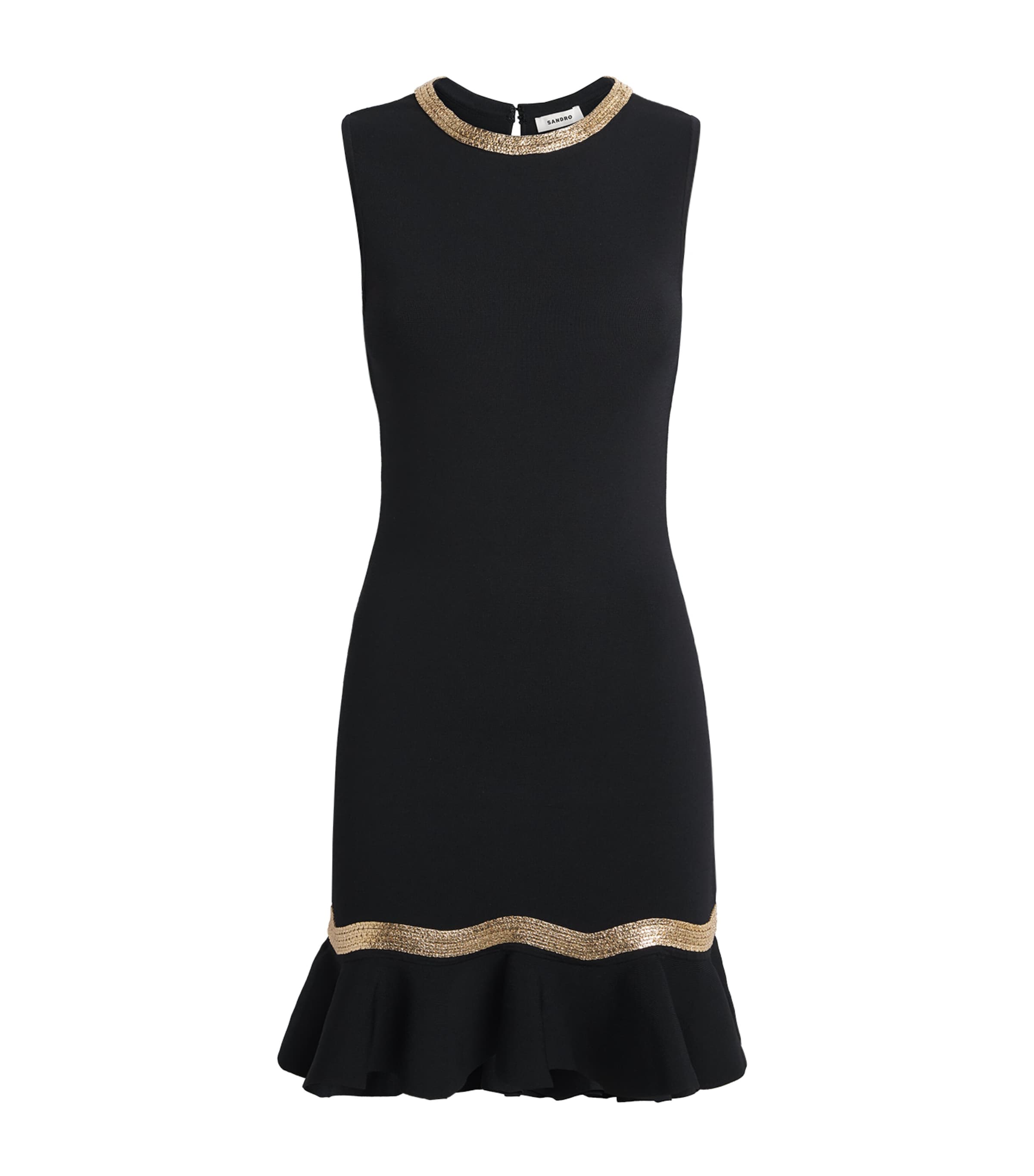 Sandro Paris Womens Knitted Chain-Detail Mini Dress Black Image 1