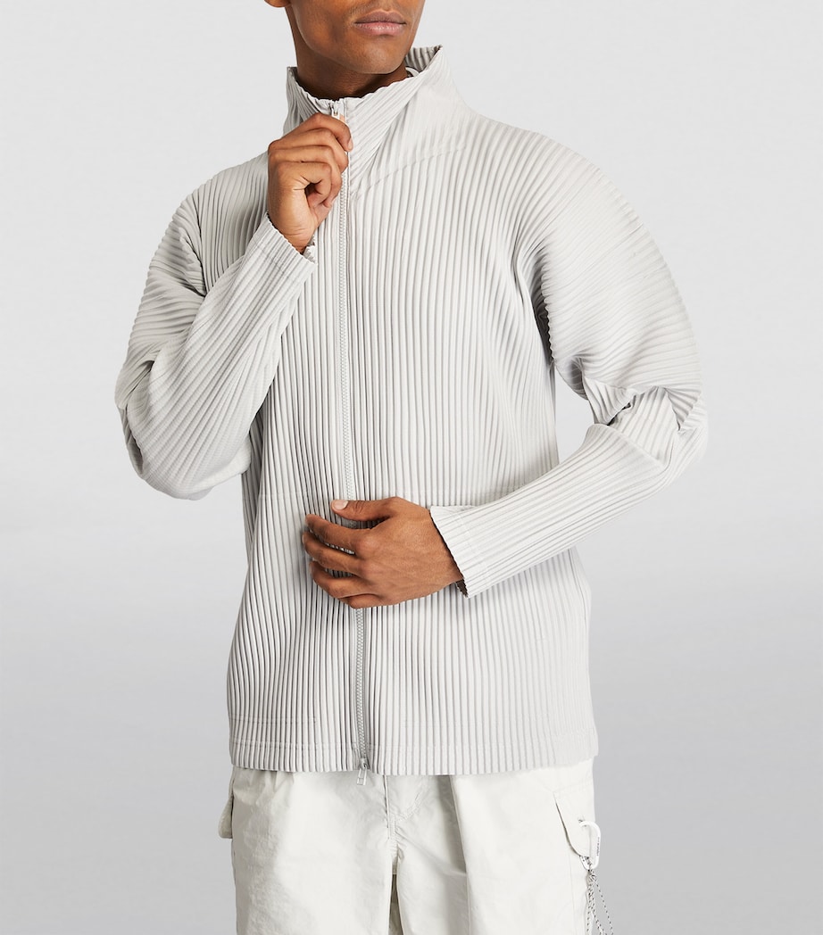 Pleated Zip-Up Cardigan 11 GREY Image 3