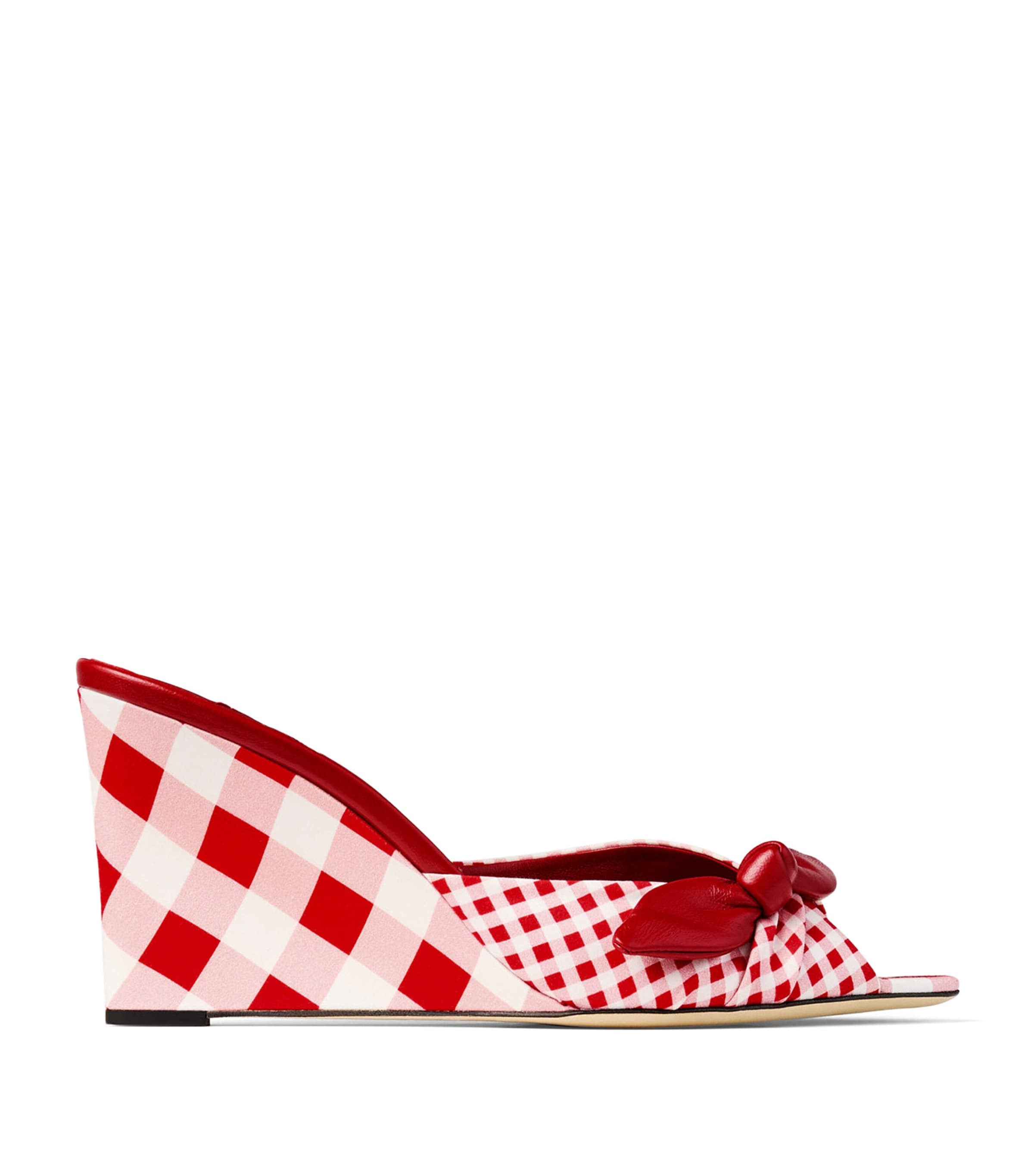 Jimmy Choo Livi 85 Gingham Wedge Mules Ruby Red Mix Image 1