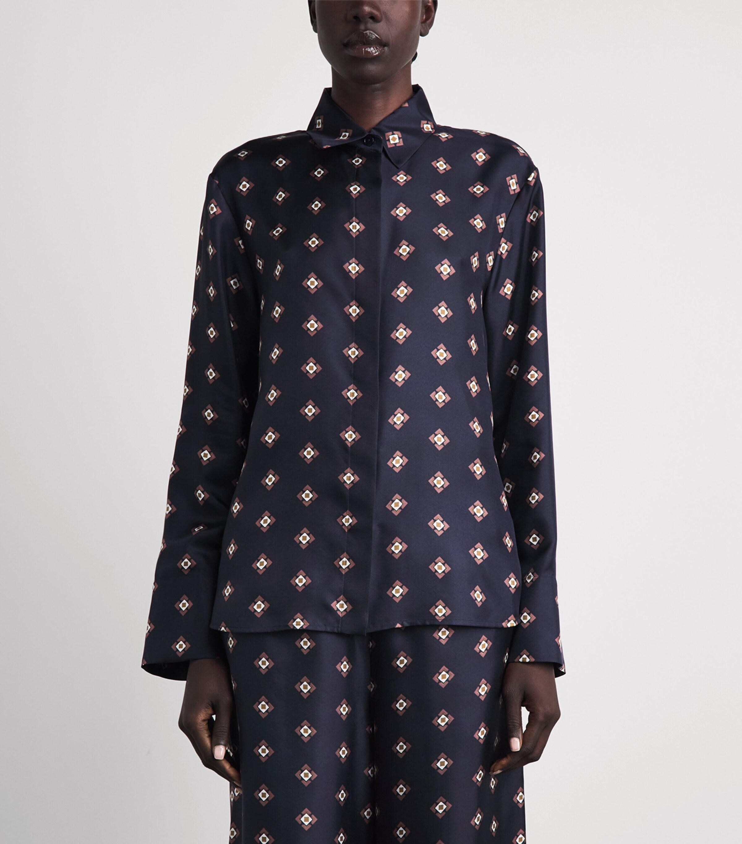 MM Womens Silk Printed Shirt Ultramarine Tie Image 4