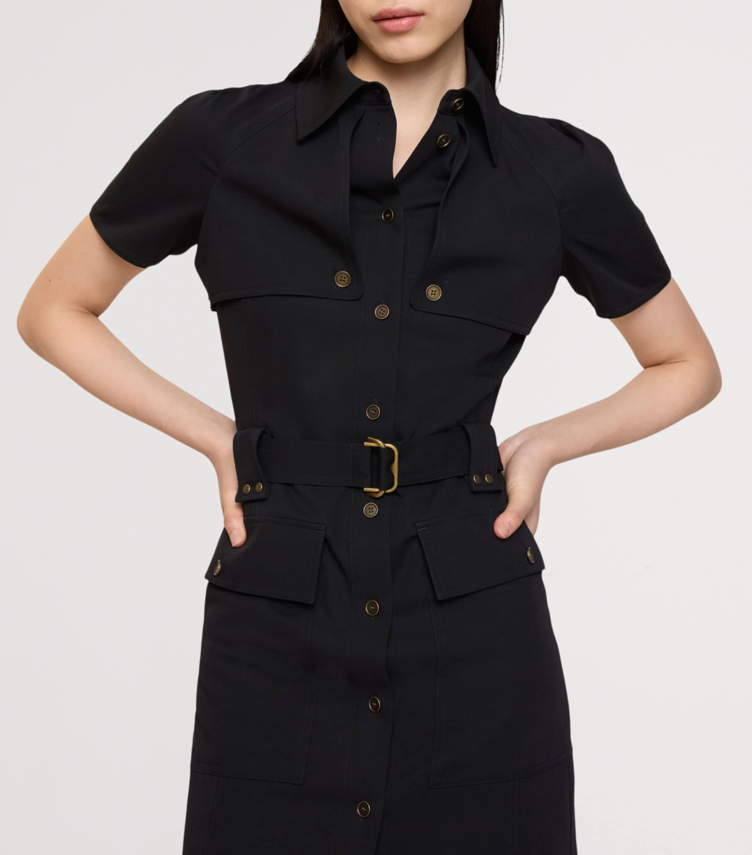 Wool Trench Mini Dress BLACK Image 3