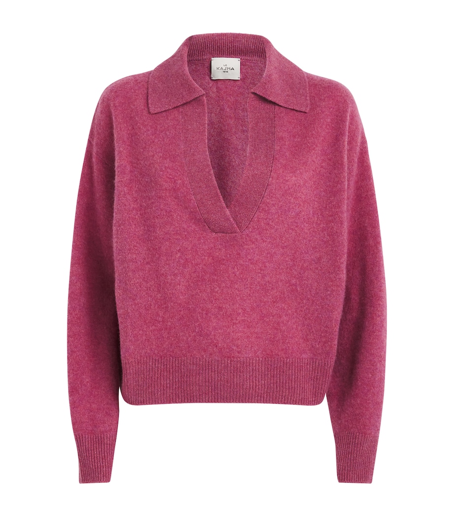 Le Kasha Womens Organic Cashmere Jacksob Polo Sweater Raspberry Image 1