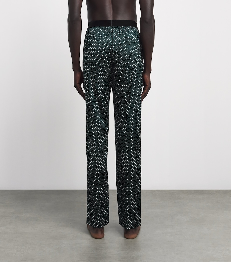TOM FORD Mens Stretch-Silk Polka Dot Pyjama Bottoms Emerald/white Image 5