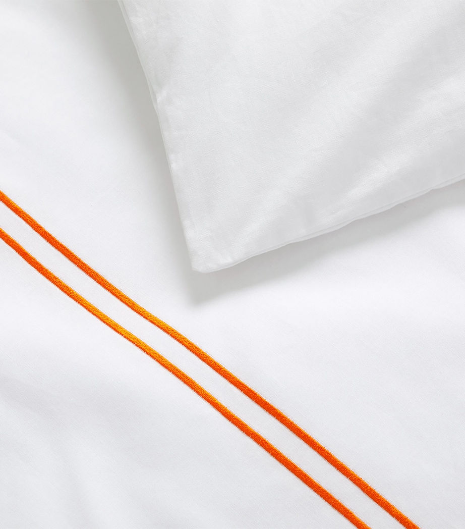 Yves Delorme Organic Cotton Duo Orange Double Duvet Cover (200cm x 200cm) Orange Image 3