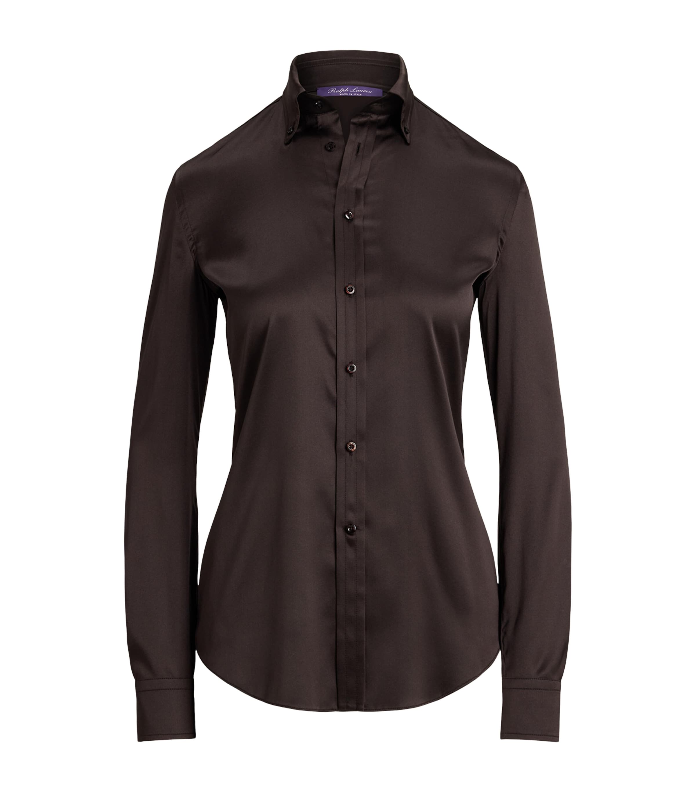 Ralph Lauren Collection Womens Silk-Blend Cameron Shirt Dark Brown Image 1