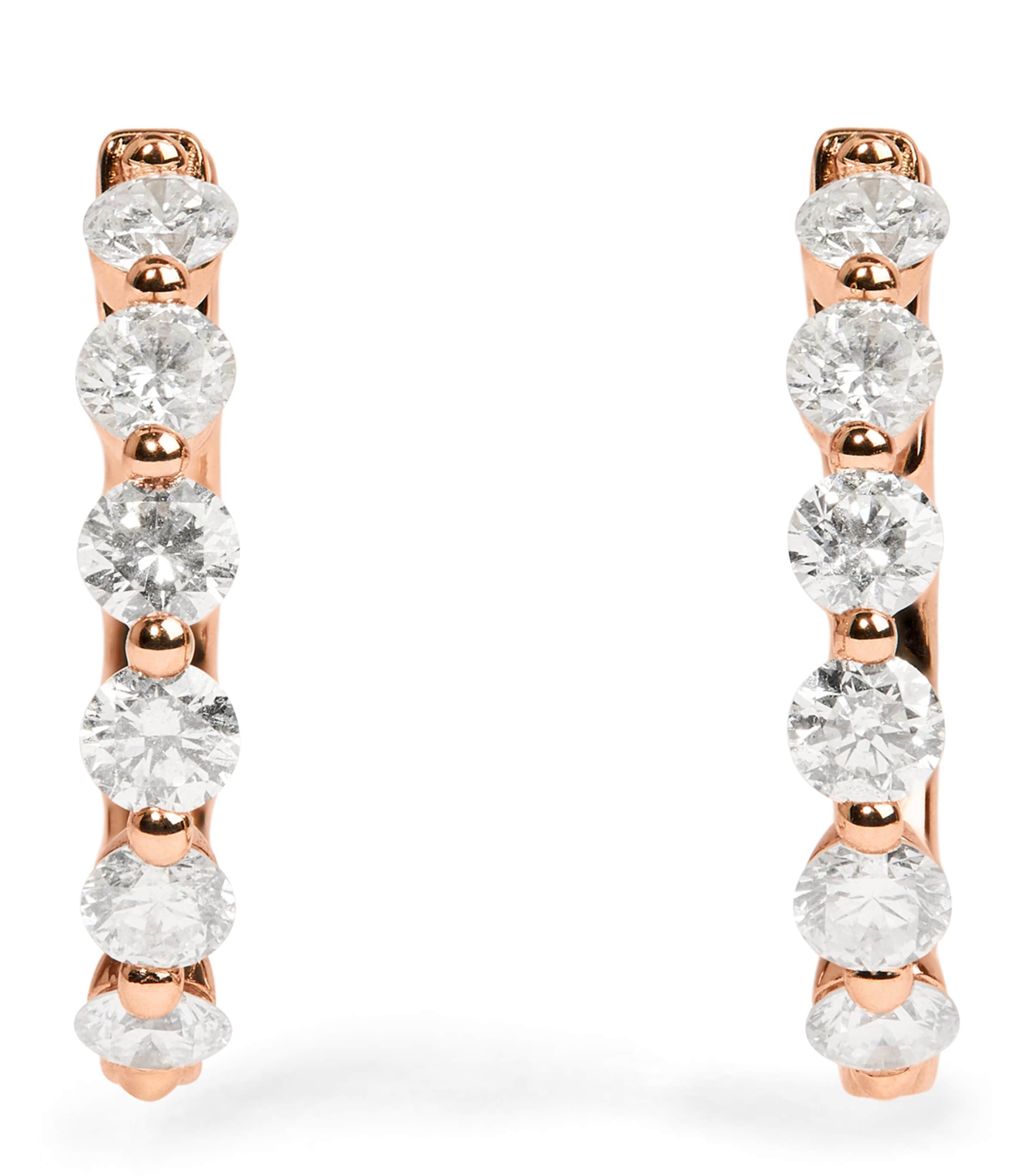 Harrods Rose Gold And Diamond Hoop Earrings In Gold