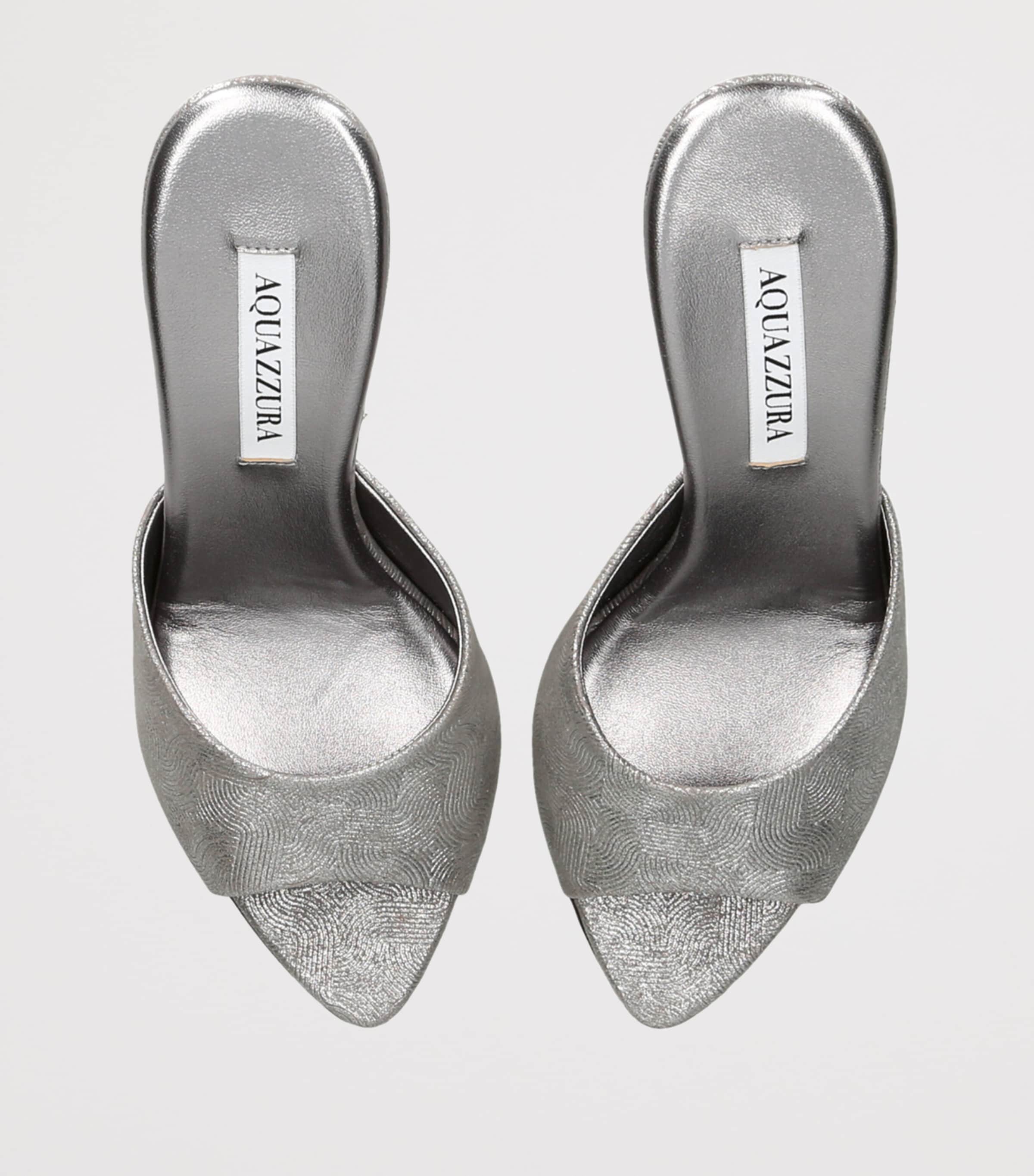 Leather Metallic Bisous Mules 85 SILVER Image 4