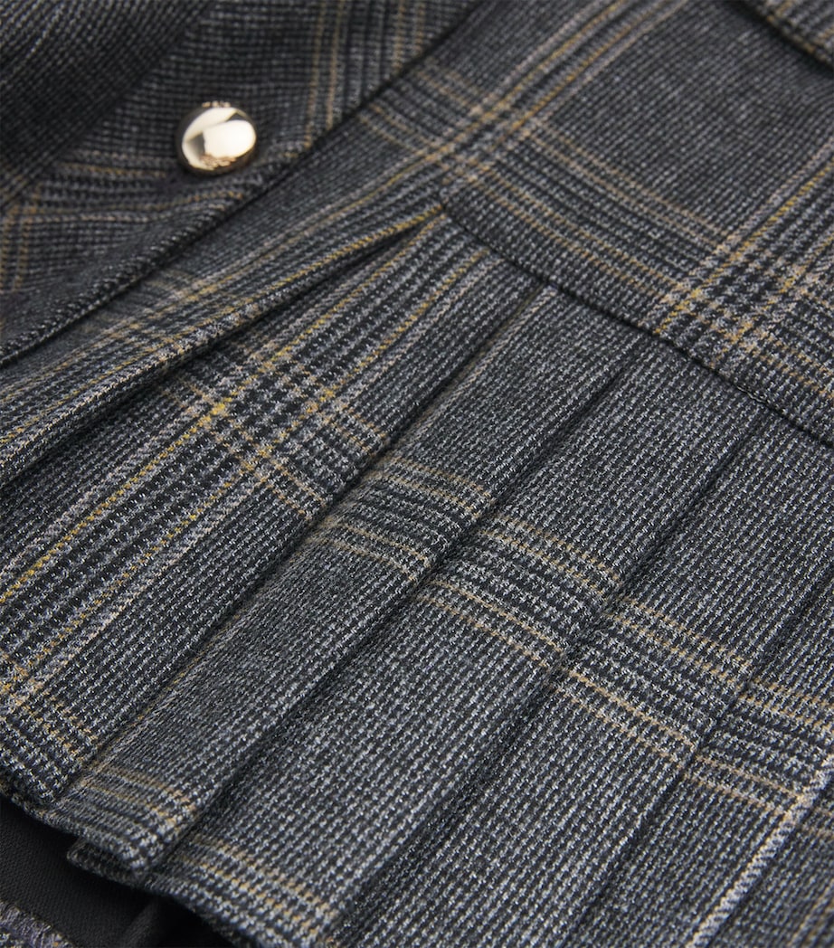 Pleated Check Mini Skirt GREY Image 5