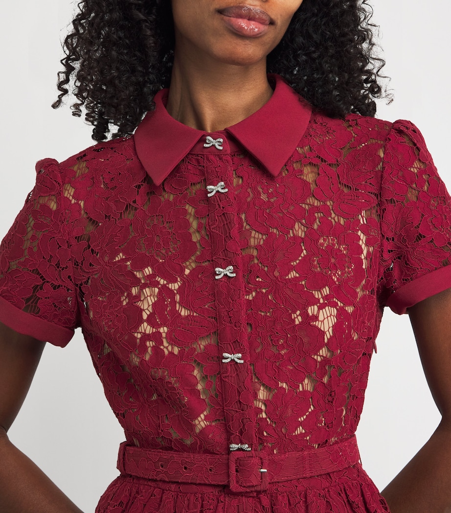 Lace Belted Midi Dress BURGUNDY Image 4