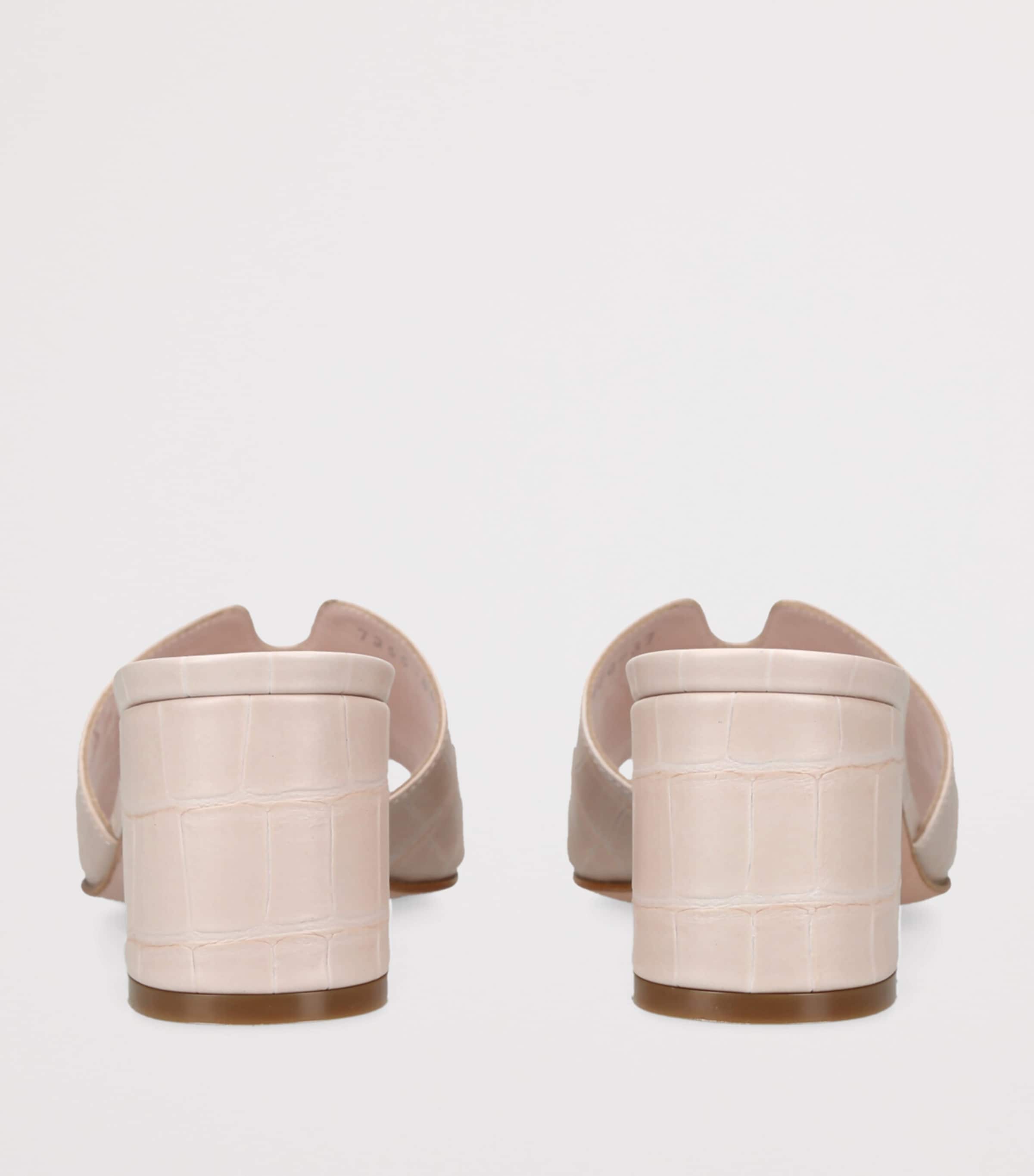 Leather Croc-Embossed Arles Mules 50 BONE Image 2