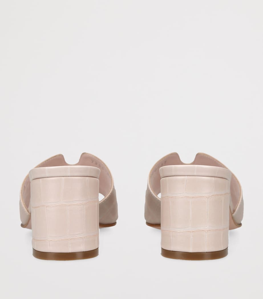 Leather Croc-Embossed Arles Mules 50 BONE Image 2