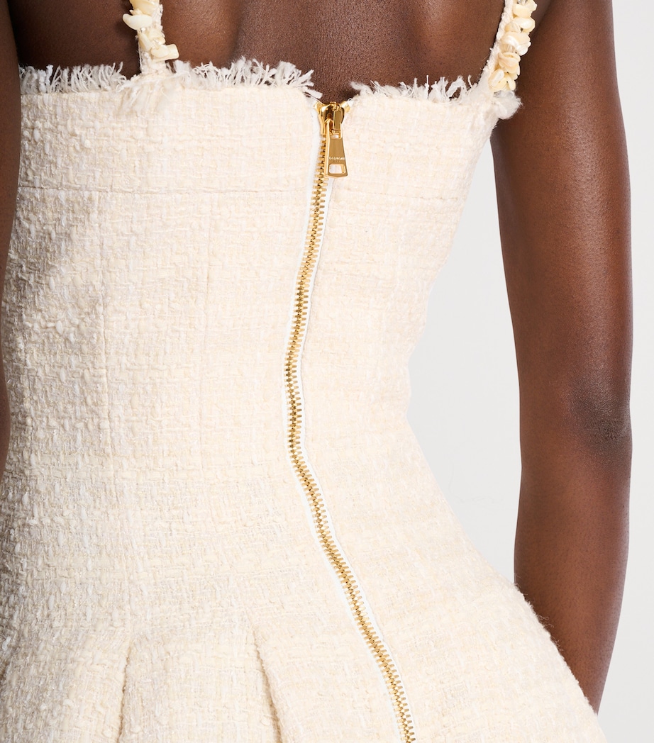 Balmain White Tweed Shell-Trim Mini Dress | Harrods US Balmain White Tweed Shell-Trim Mini Dress | Harrods US