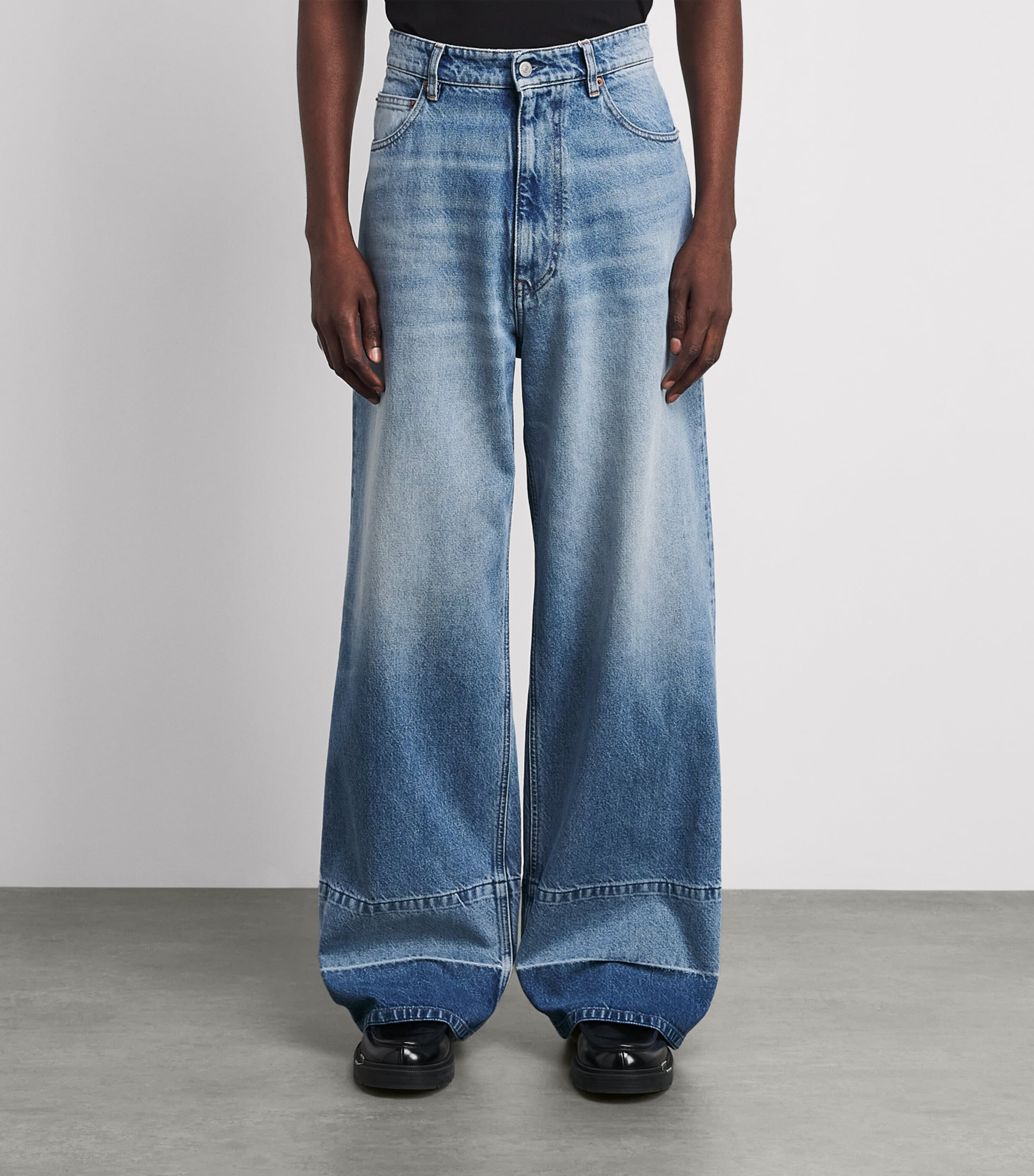 MM6 Maison Margiela Mens Panelled Wide-Leg Jeans Blue Image 4