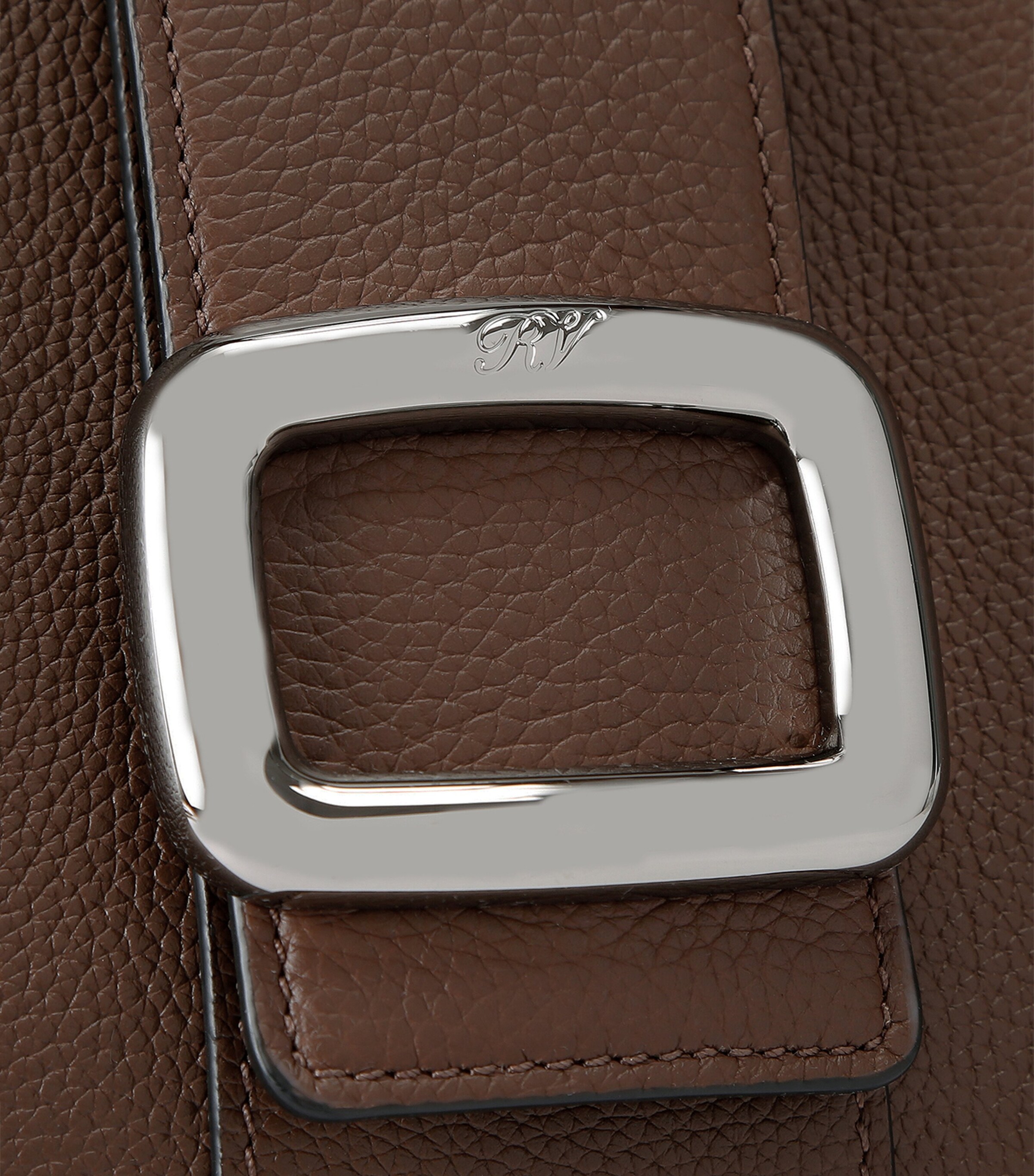 Roger Vivier Mini Leather Viv' Choc Tote Bag Brown Image 4