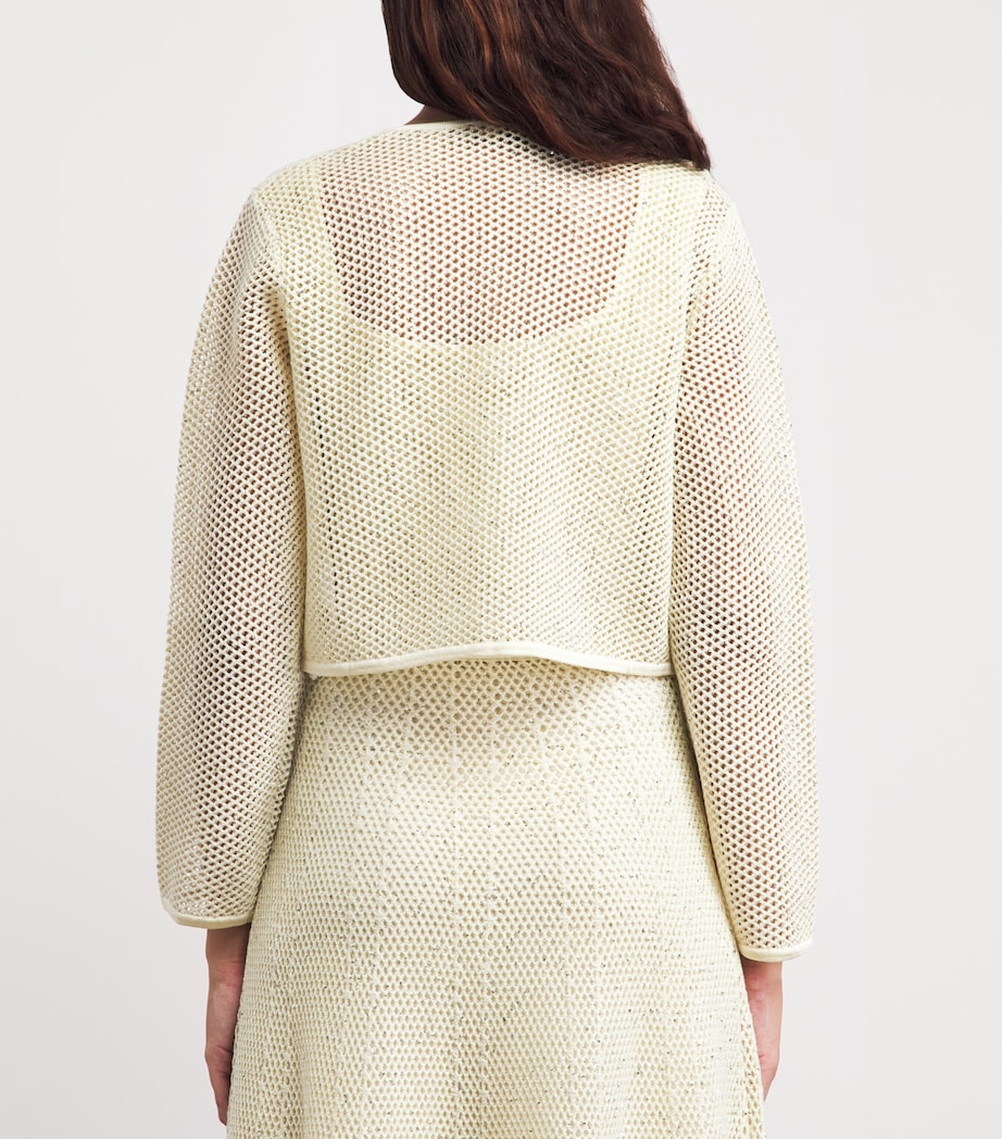 Maje Womens Embellished Open-Knit Cardigan Pale Yellow Image 5