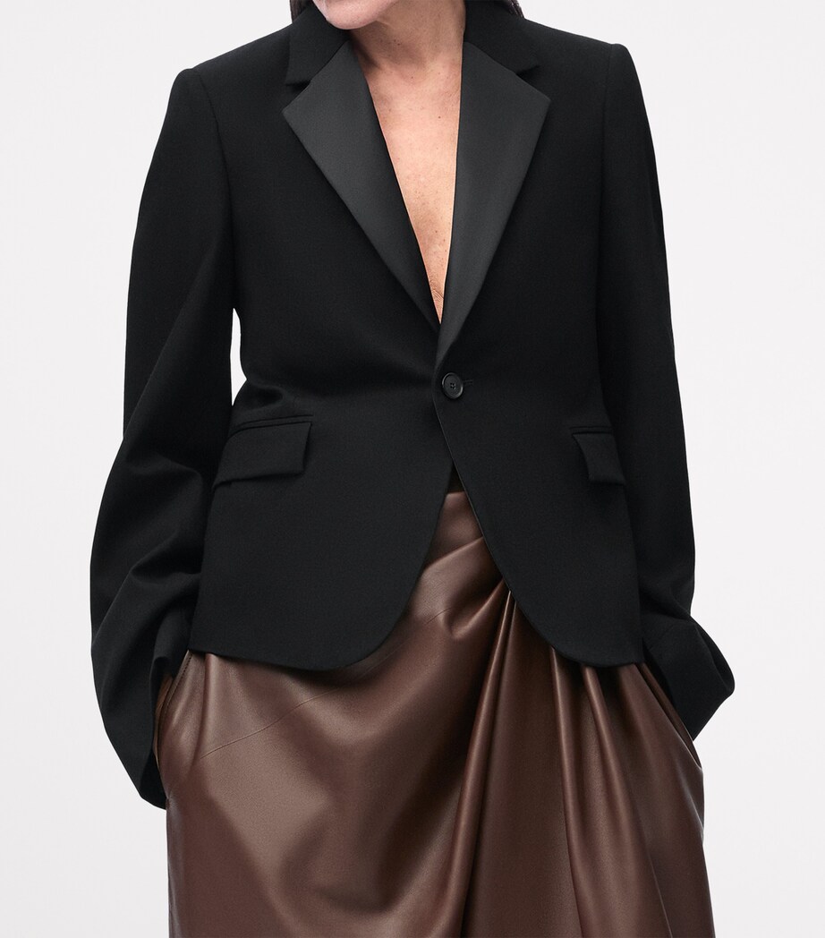 Wool-Blend Exaggerated-Sleeve Blazer BLACK Image 2
