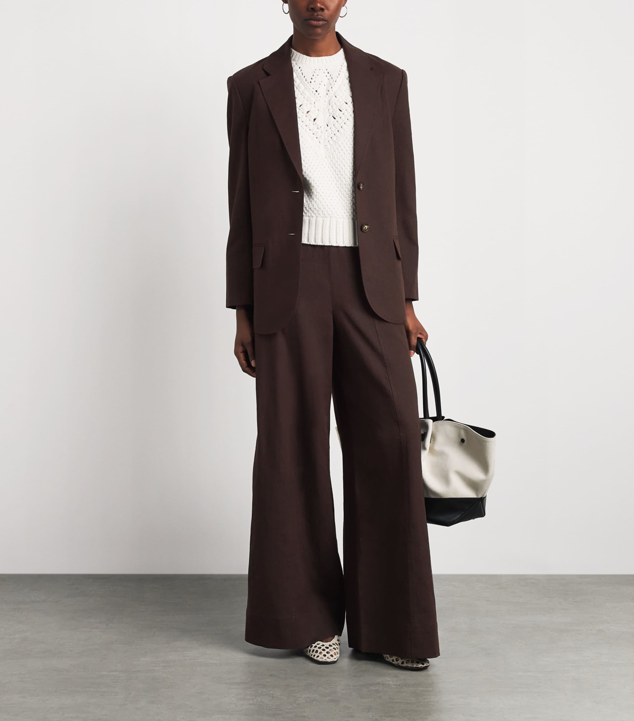 ME+EM Womens Linen-Blend Icon Blazer Cocoa Brown Image 2