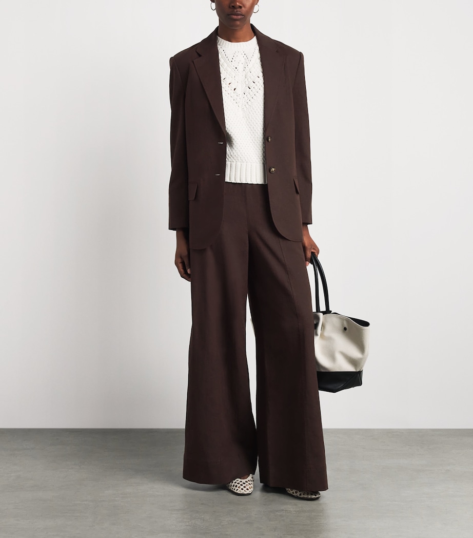 ME+EM Womens Linen-Blend Icon Blazer Cocoa Brown Image 2