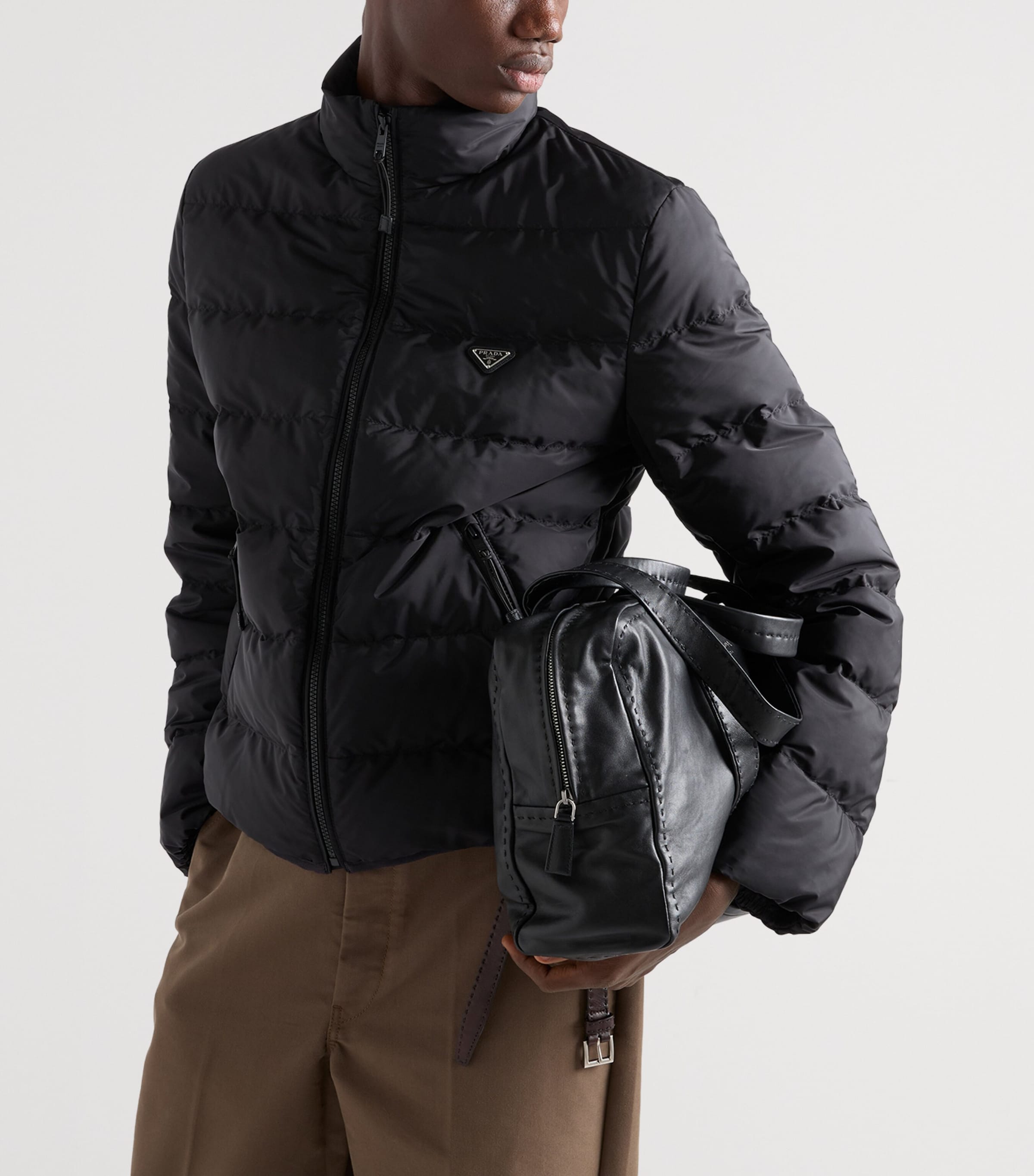 Prada Mens Re-Nylon Puffer Jacket Black Image 3