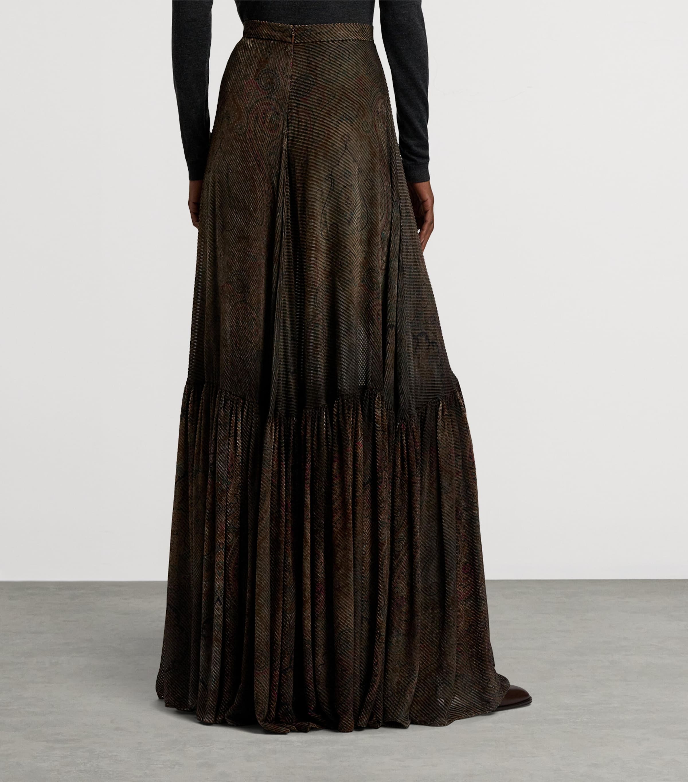 Velvet Devoré Carlita Maxi Skirt COGNAC MULTI Image 8