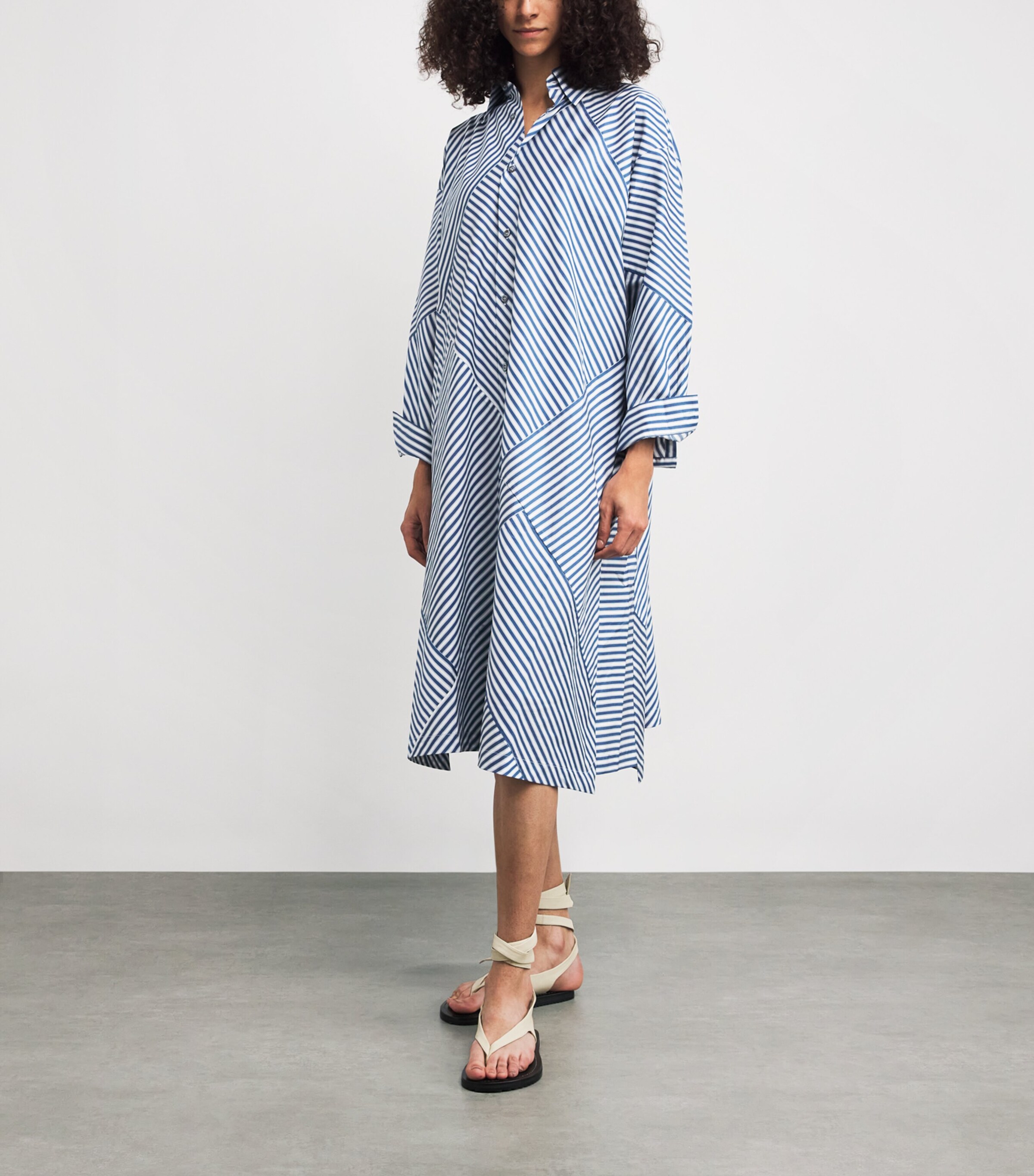 Stripe A-Line Midi Shirt Dress INKY Image 2