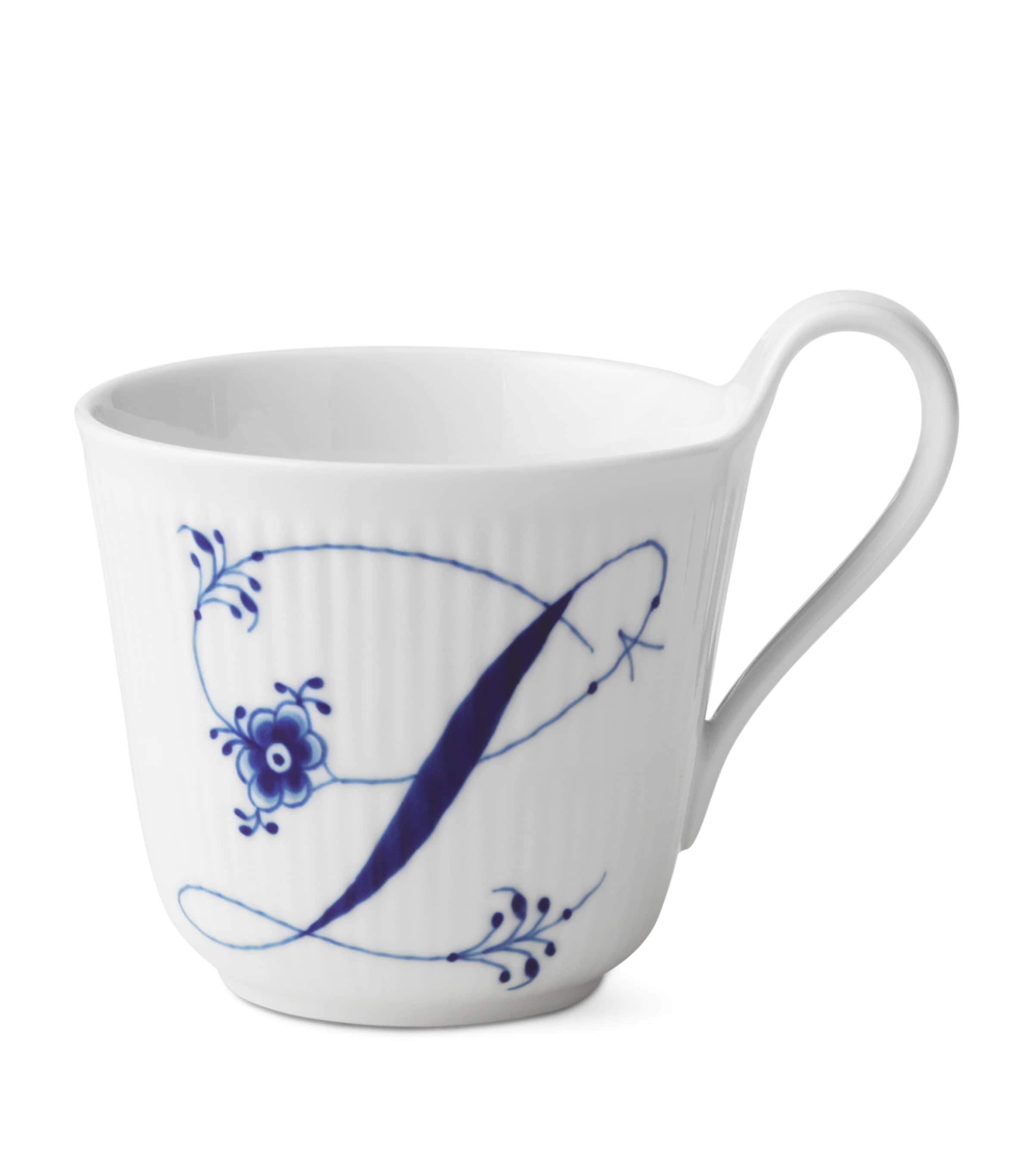 Royal Copenhagen Porcelain Fluted Alphabet Mug In Blue