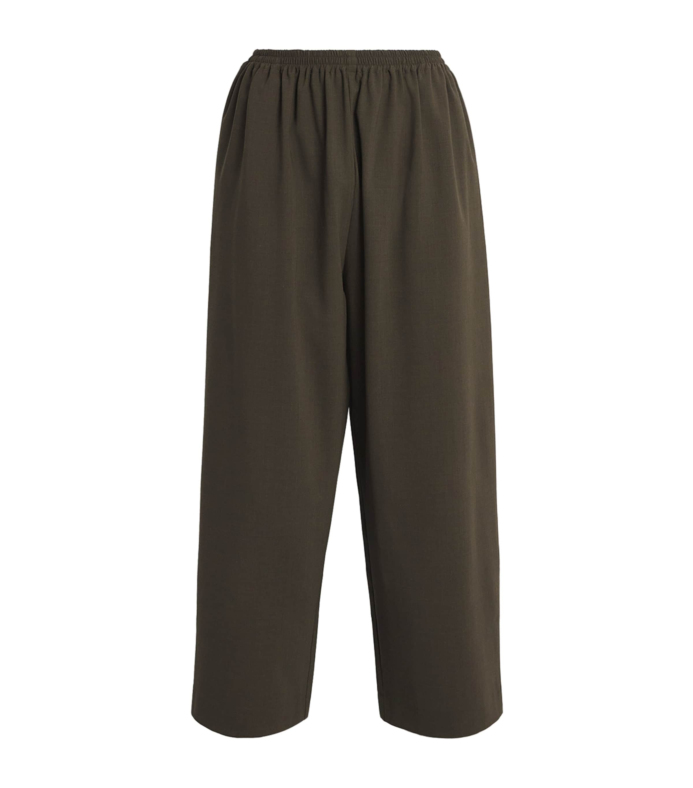Eskandar Longer Japanese Trousers With Ankle Slits In Green
