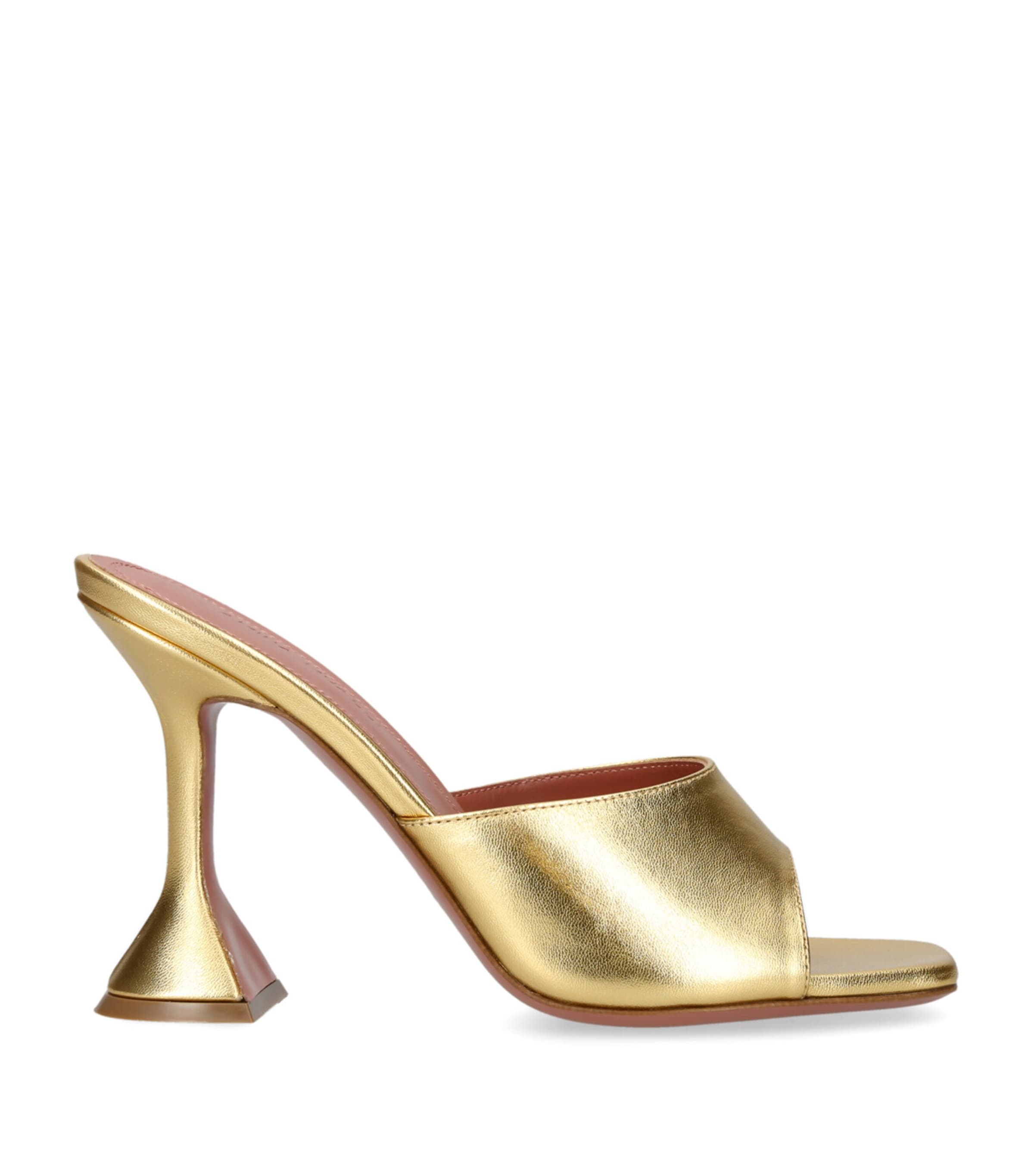 Amina Muaddi Lupita 70 Metallic Leather Mules In Gold