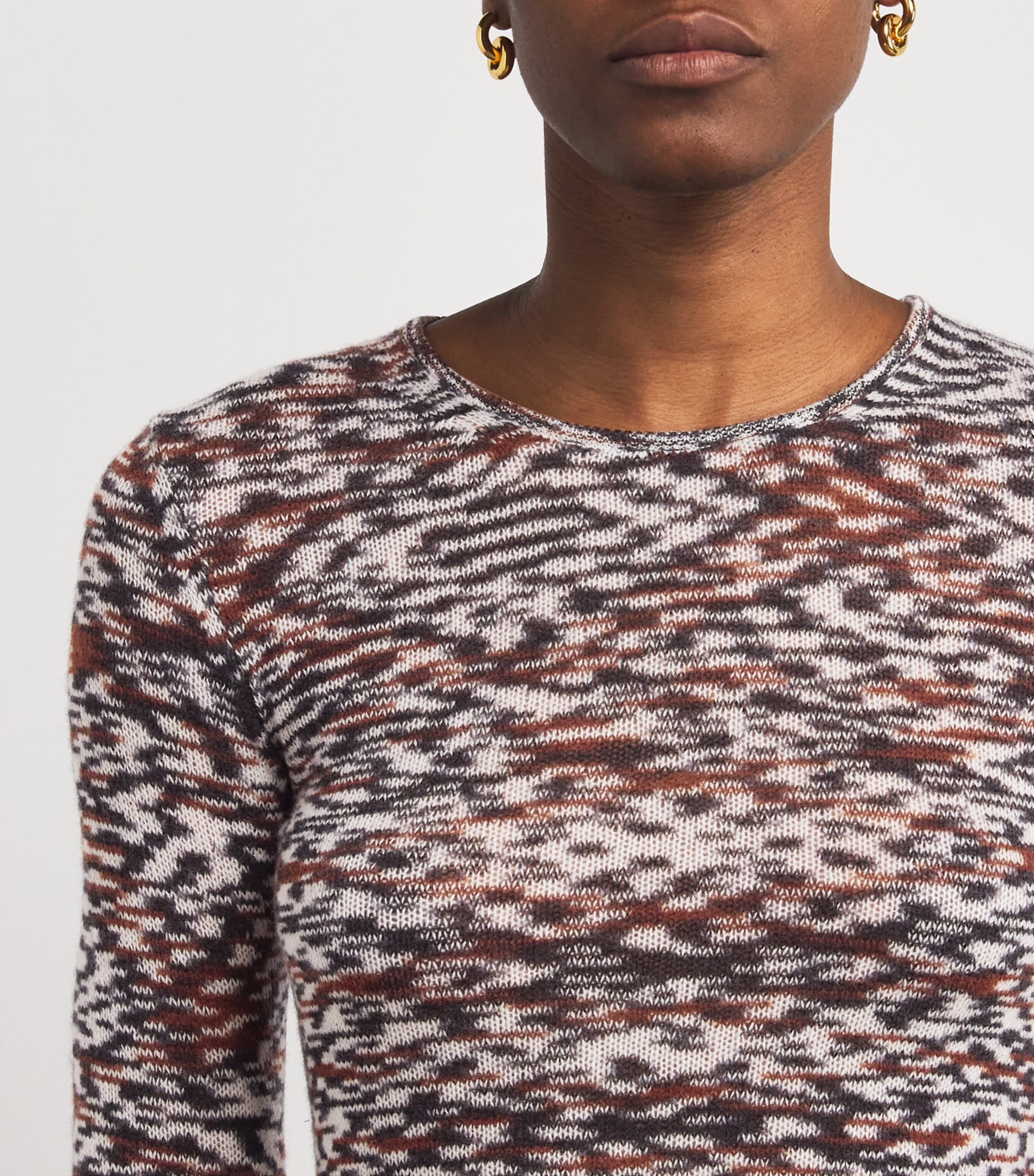 Cashmere-Wool Jacquard Sweater FM13X BLCK/BRWN Image 6