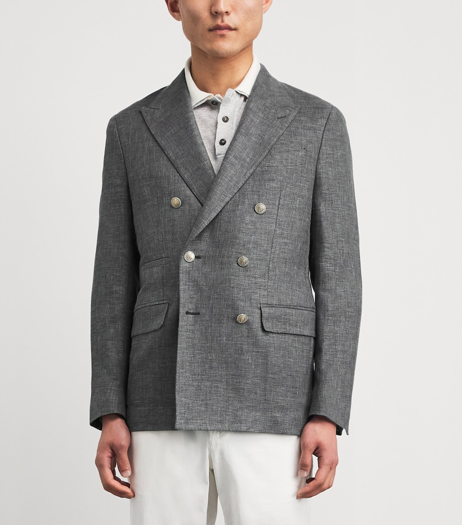 Eleventy Mens Linen-Wool-Silk Blazer Nero Image 4