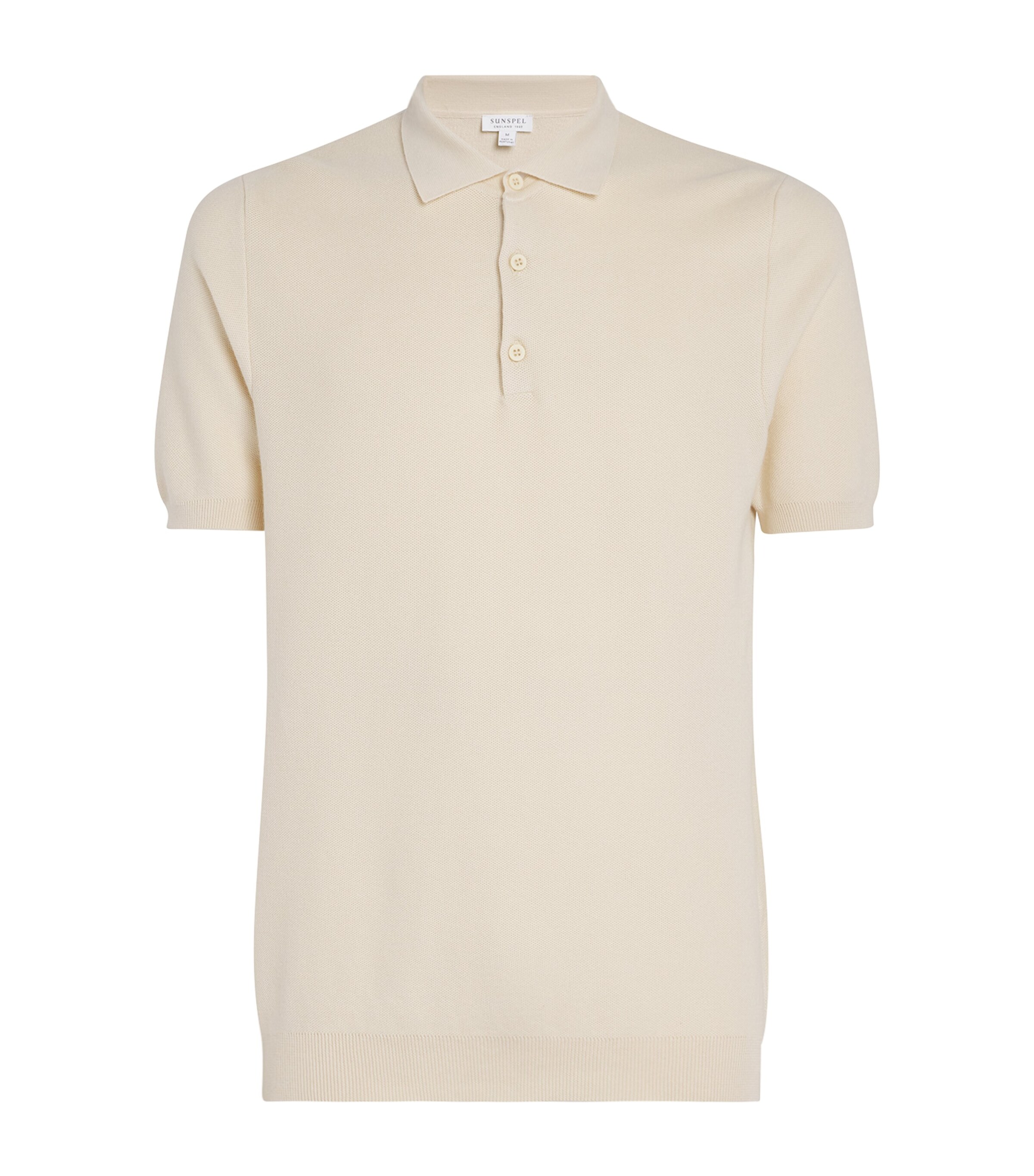 Sunspel Mens Cotton Fine Texture Polo Shirt Whcr Ecru Image 1