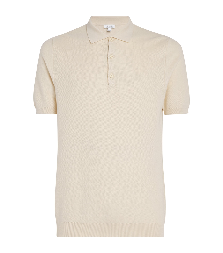 Cotton Fine Texture Polo Shirt WHCR-ECRU Image 1