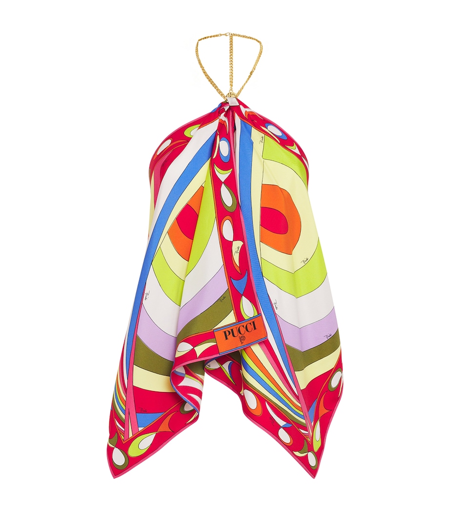 PUCCI Womens Silk Scarf Top Multicolor Image 1