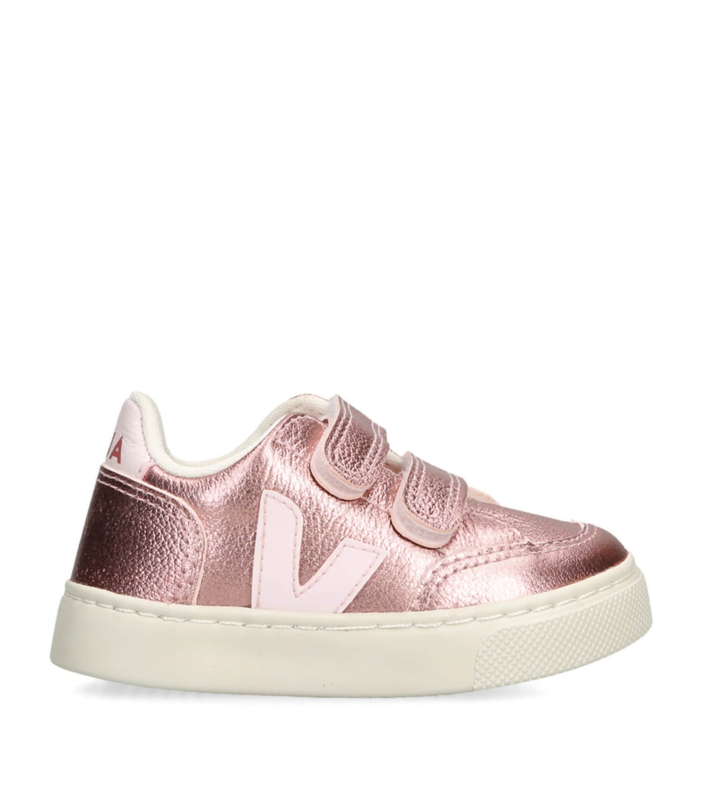 Veja Metallic Leather V-12 Sneakers In Pink